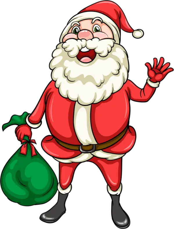 Cheerful Santa Claus Illustration with Sack