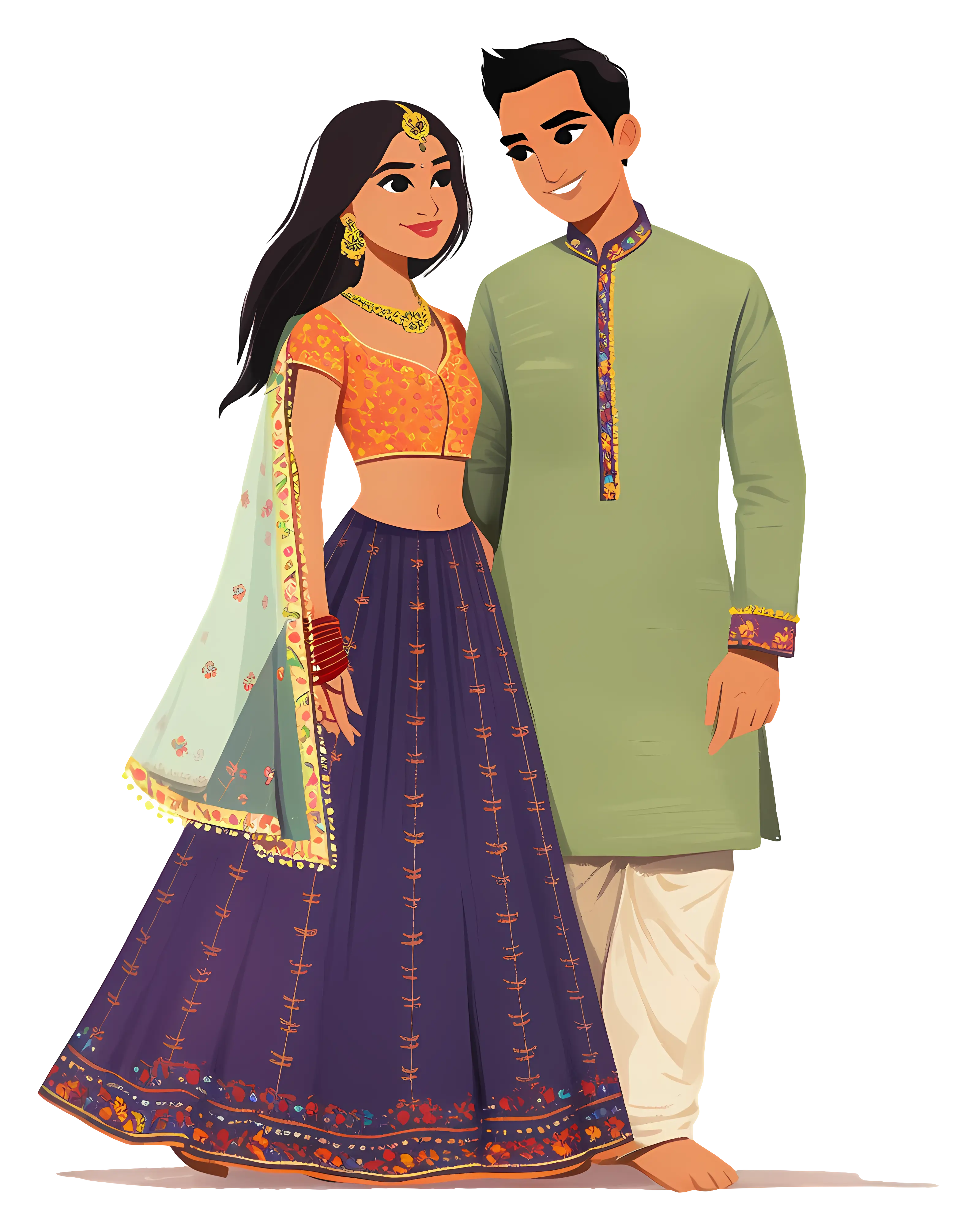Couple in Traditional Festive Clothing