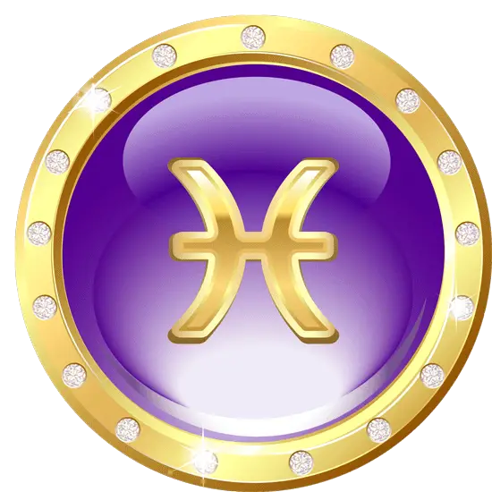 Golden Pisces Symbol on Purple Background