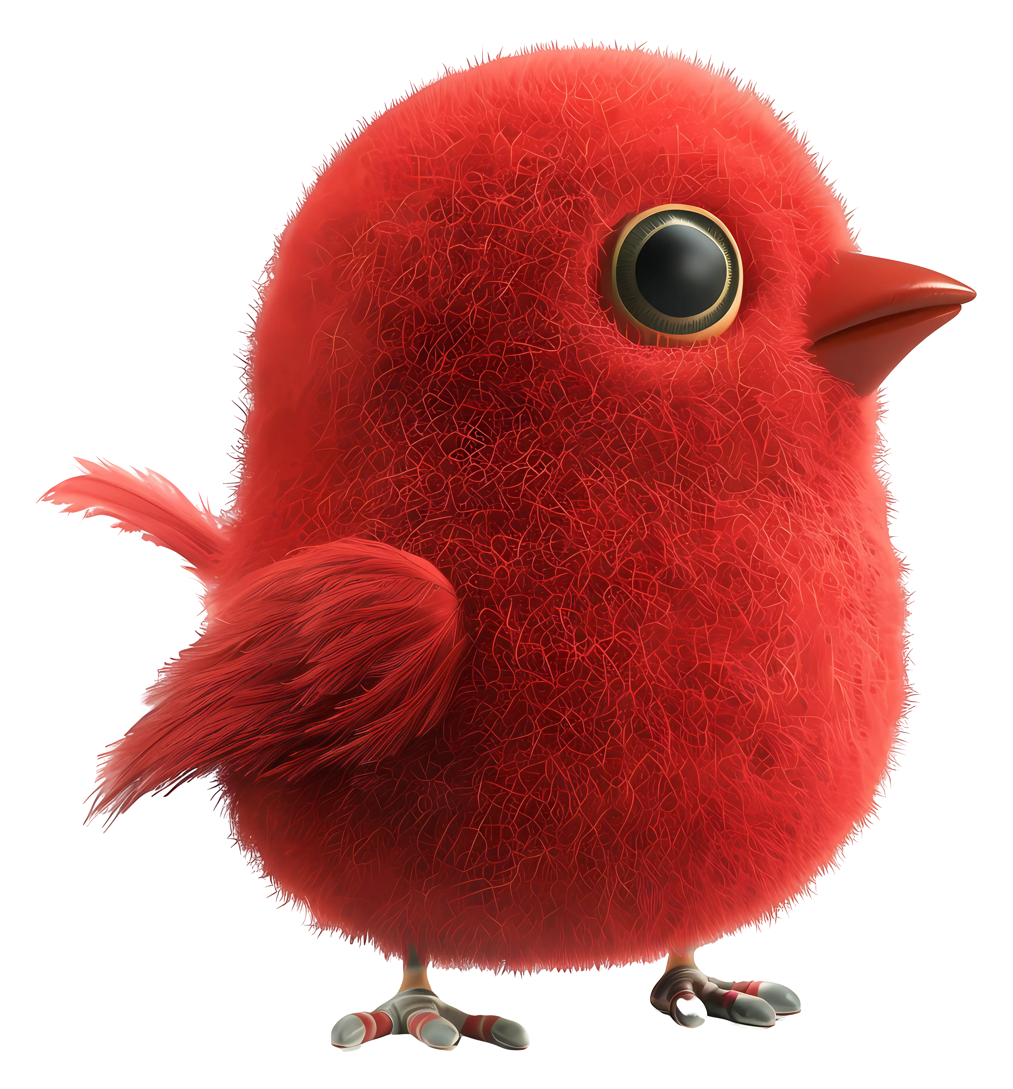 Cute Fluffy Red Bird