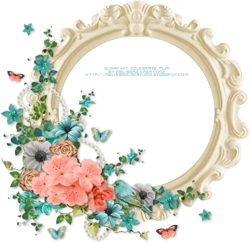 Decorative Frame with Flowers and Butterflies