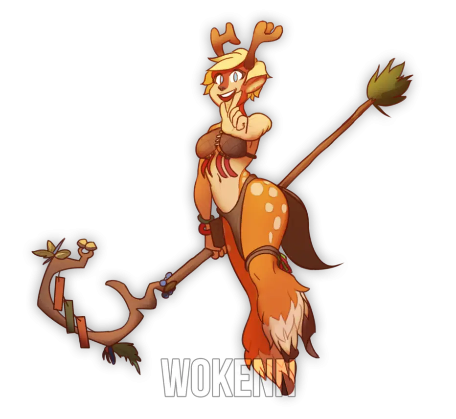 Fantasy Deer Character with Staff