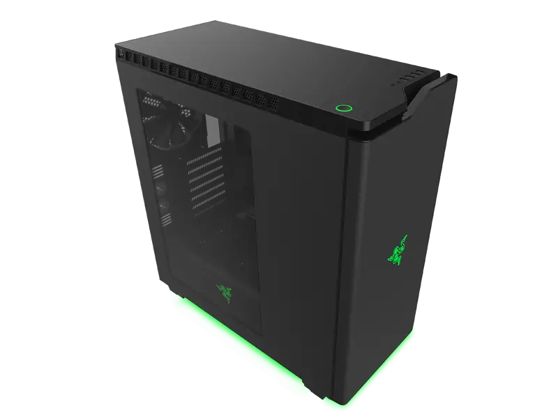 Black Computer Case with Green Accents