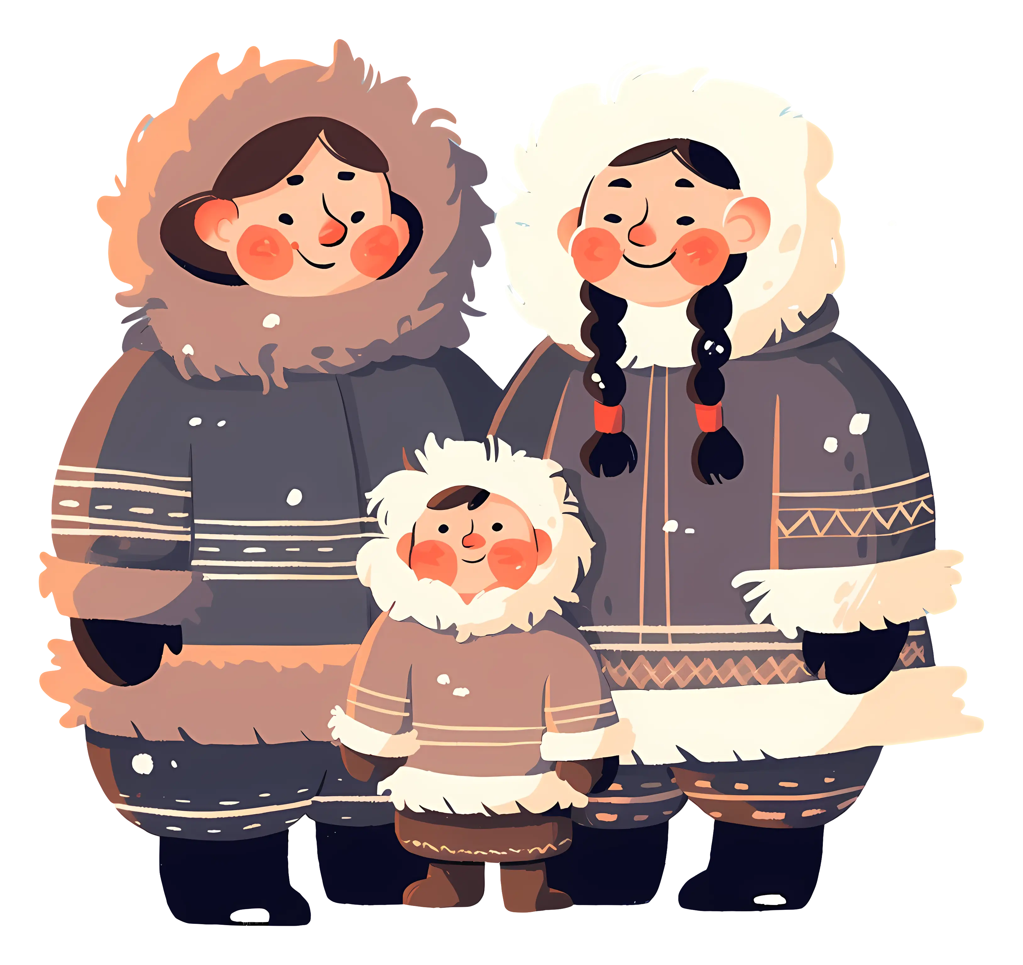 Family in Winter Clothing Illustration