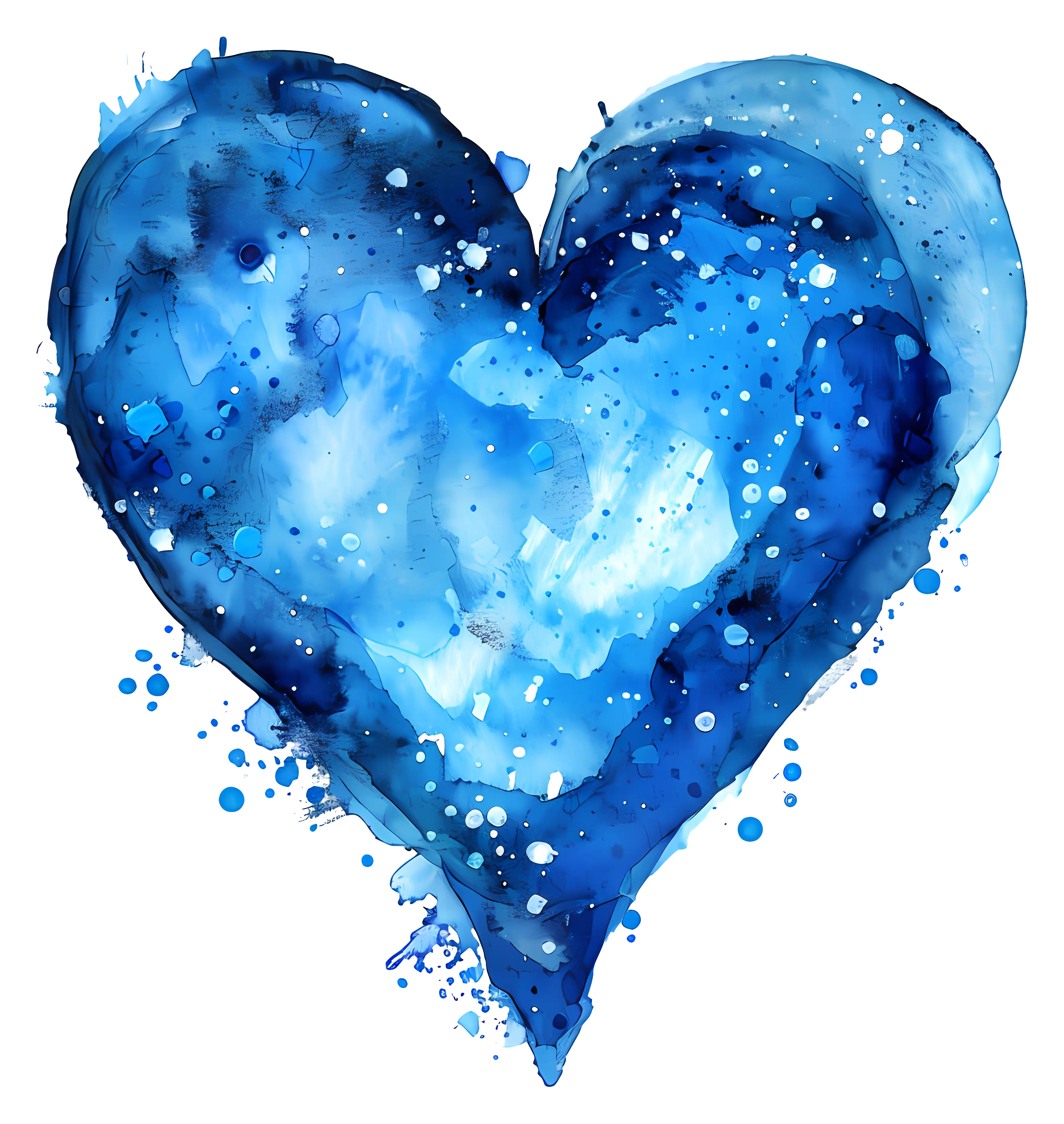 Blue Watercolor Heart Art