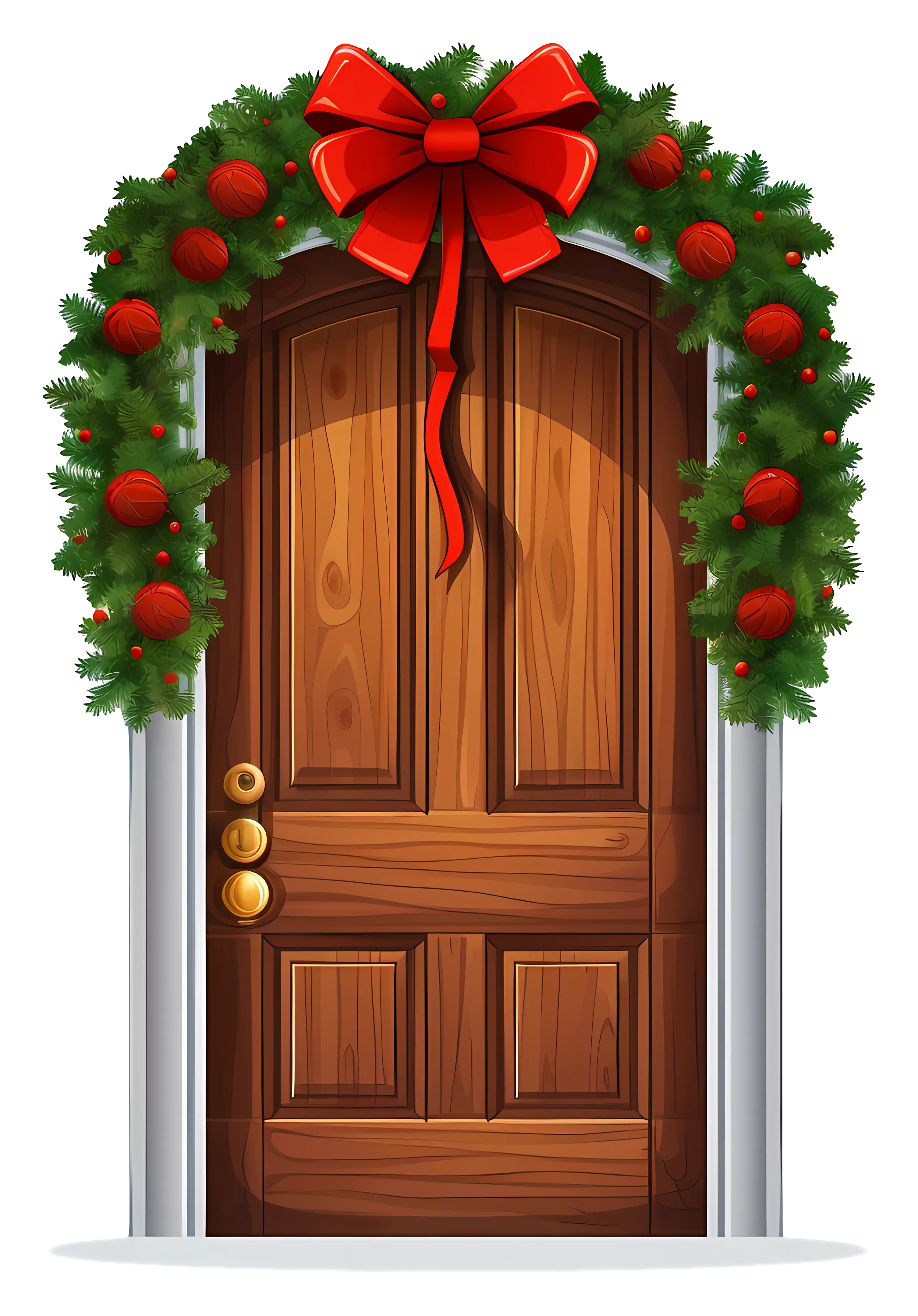 Christmas Door with Wreath and Bow