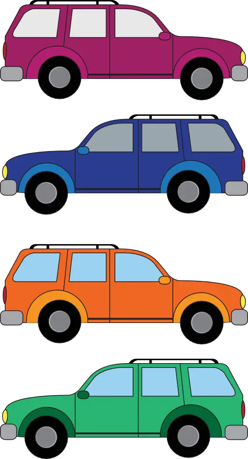 Colorful Cartoon SUVs in Playful Design