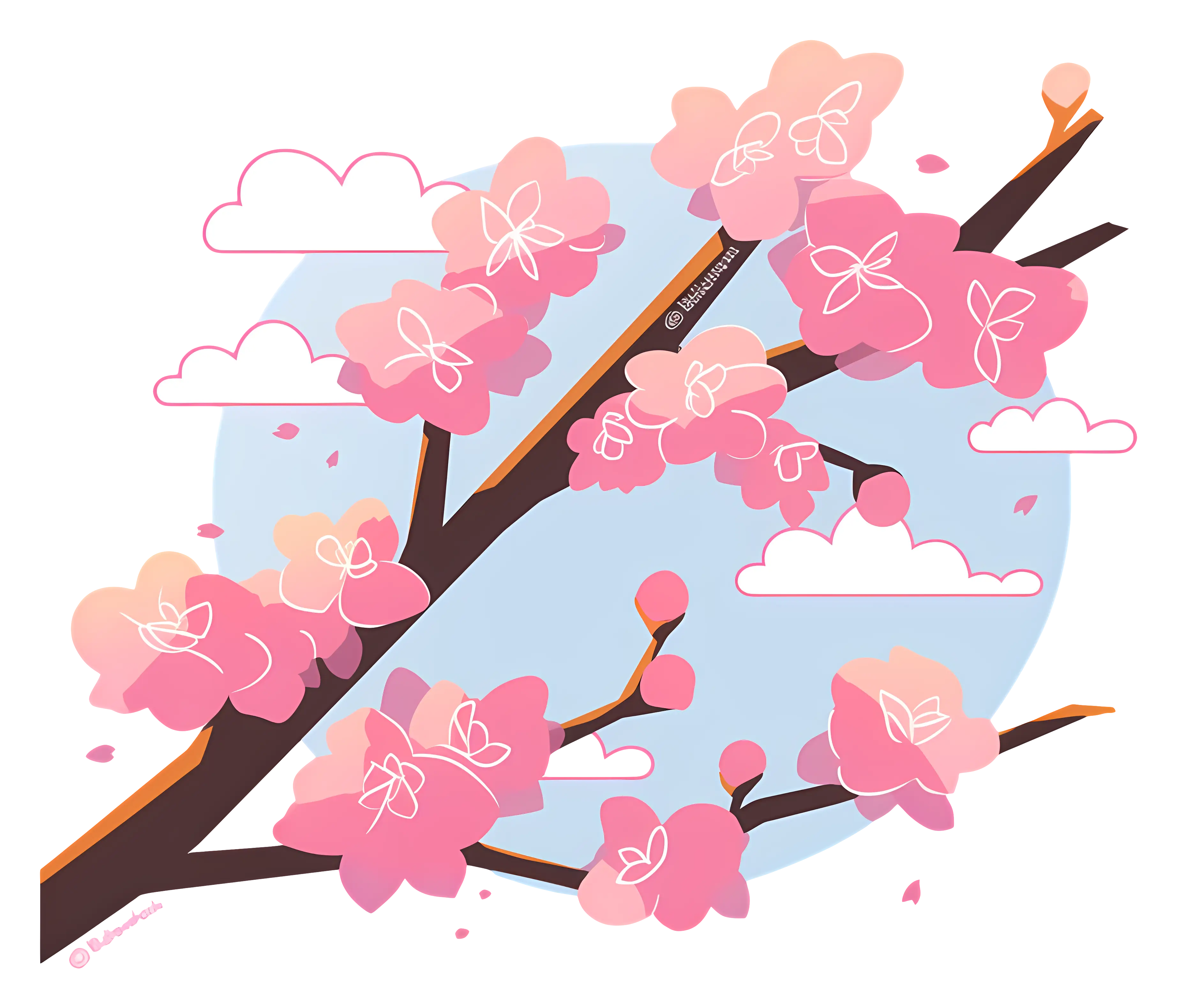 Pink Cherry Blossoms in Spring Sky