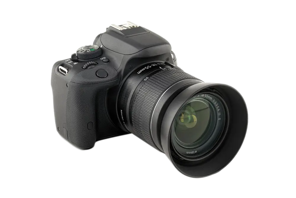 Black DSLR Camera with Lens