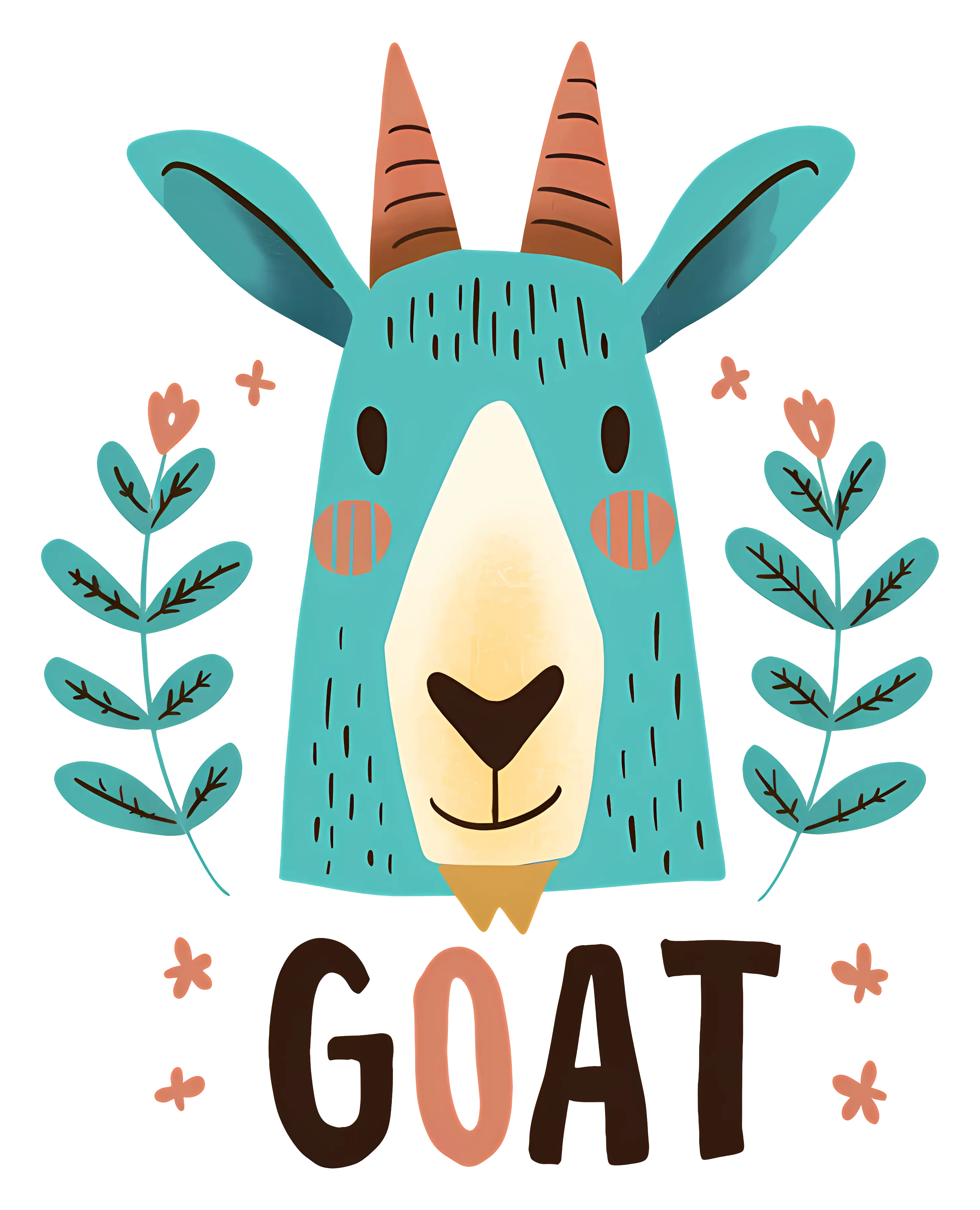 Cheerful Goat with Leaves