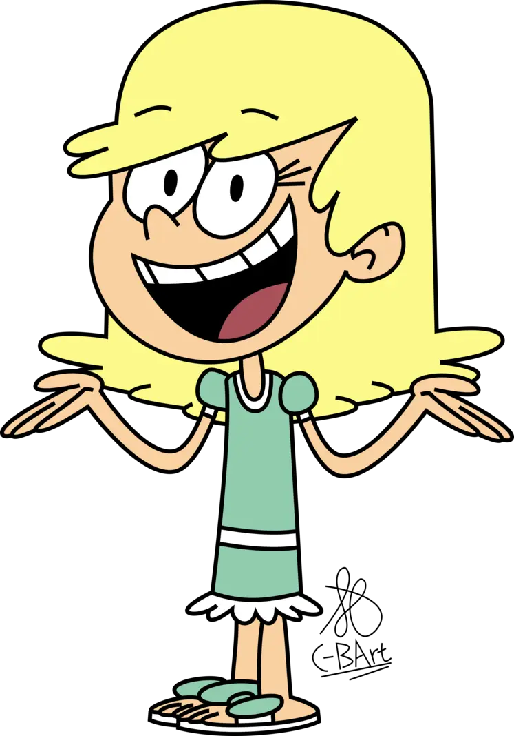 Cartoon Blonde Girl Character in Green Dress