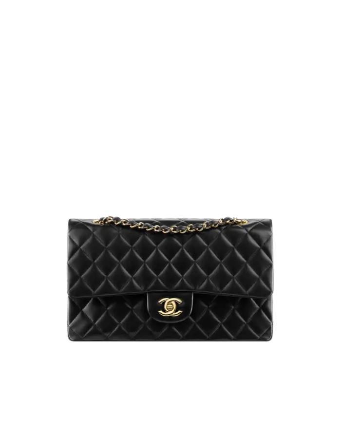Luxury Quilted Black Handbag with Gold Chain