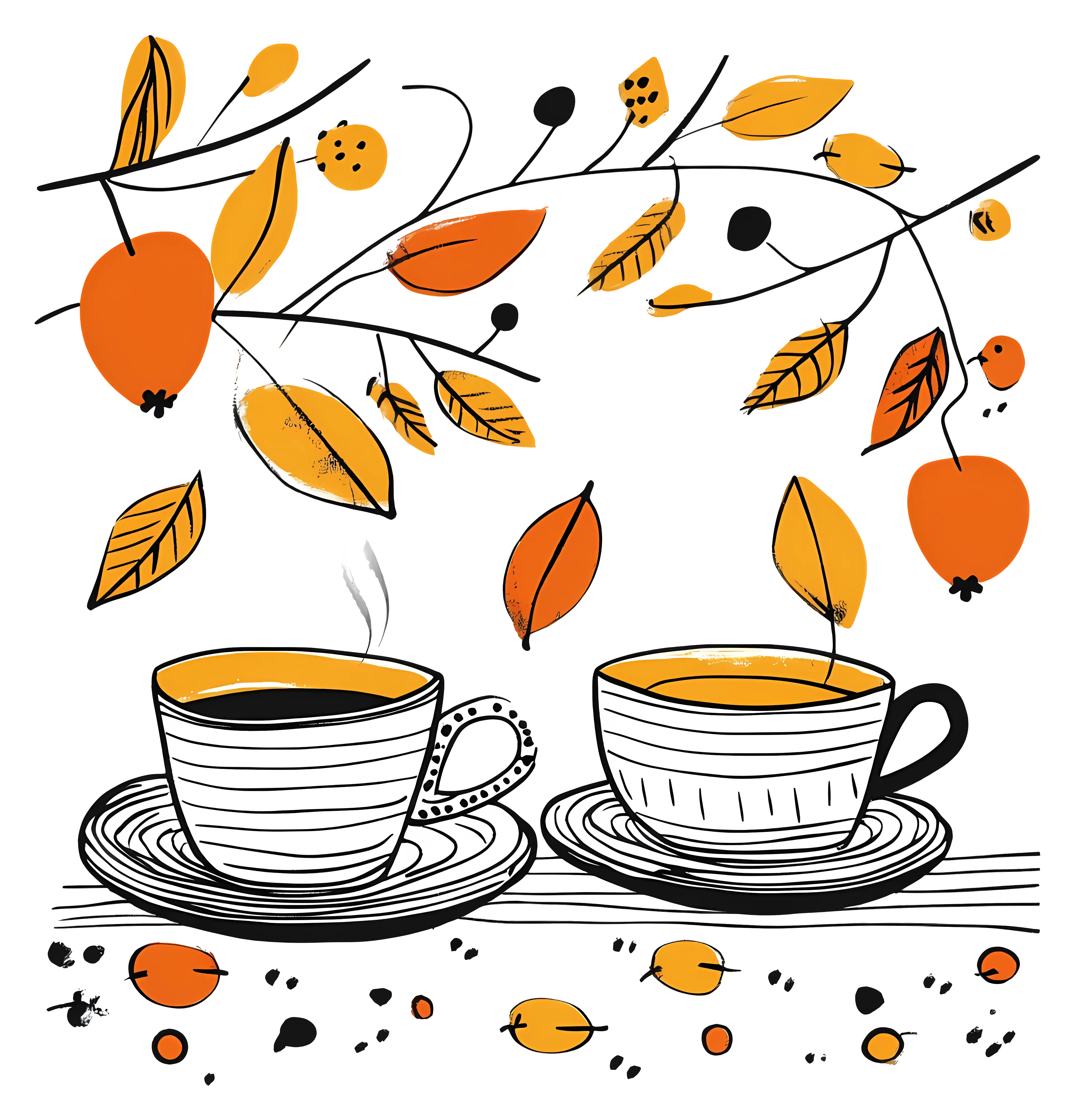 Autumn Cups with Leaves