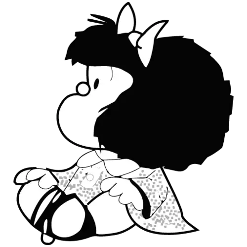 Cartoon Girl Sitting with Bow