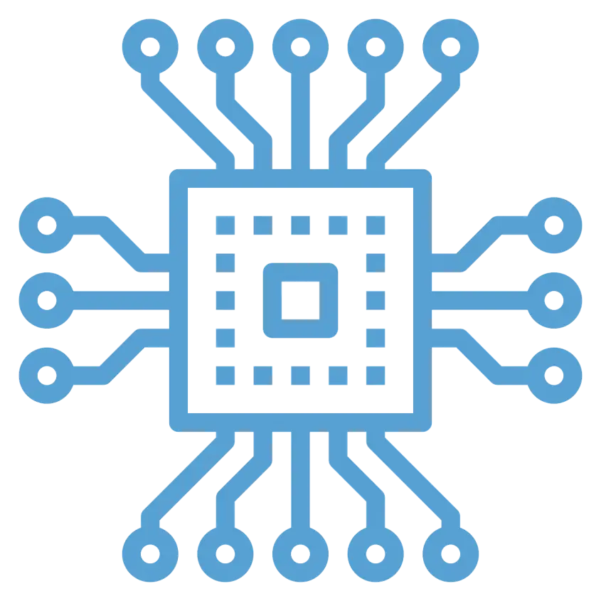 Microchip Icon in Blue Outline