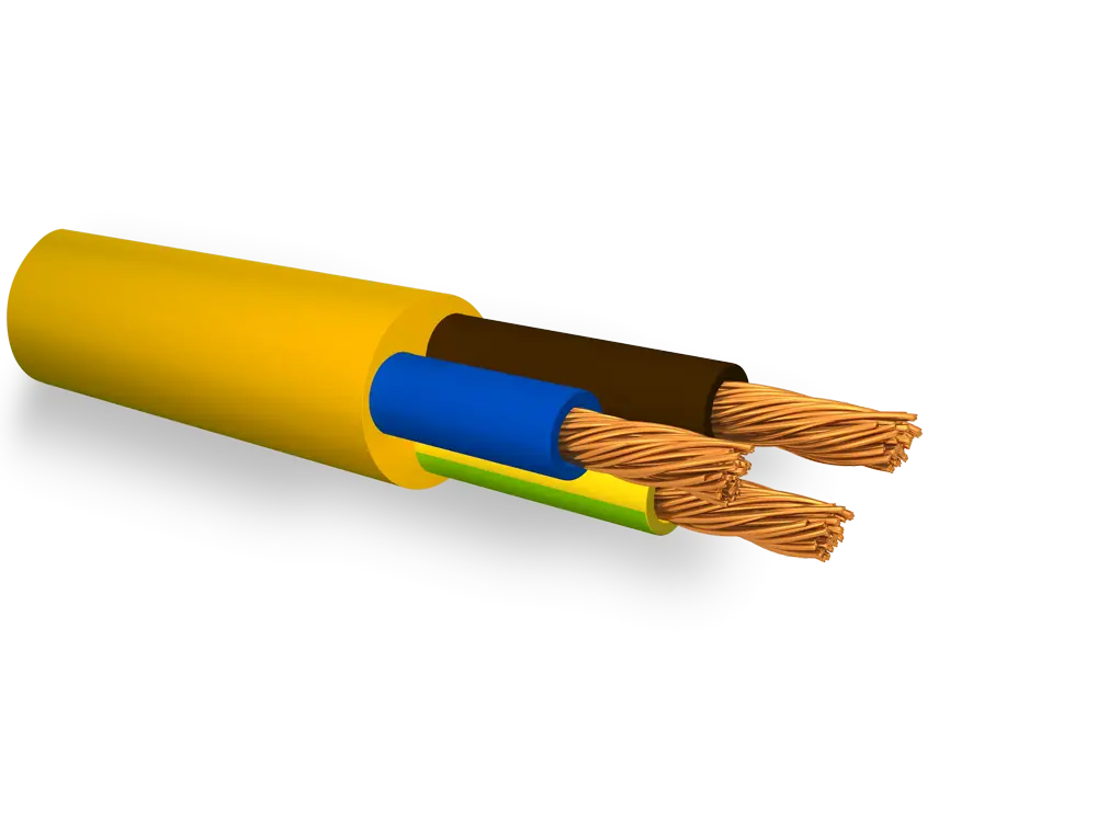 Yellow Electrical Cable with Copper Wires