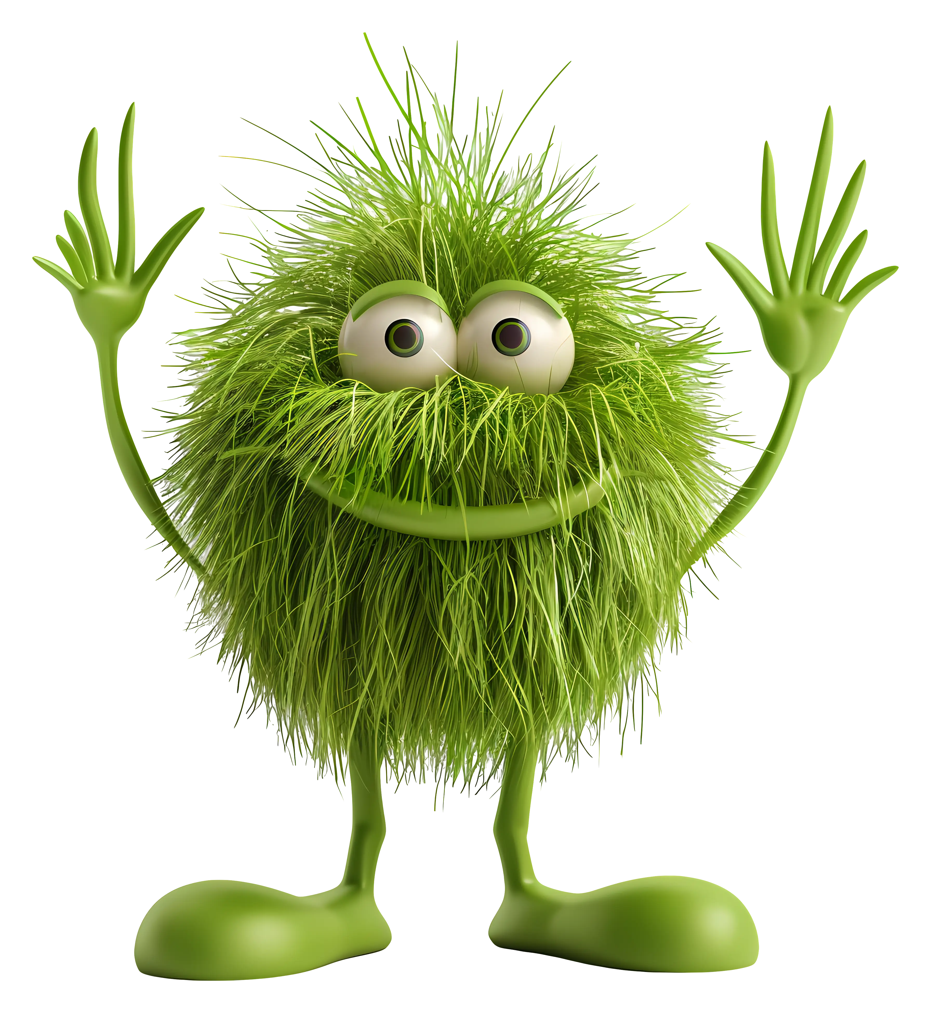 Cute Green Furry Monster Cartoon