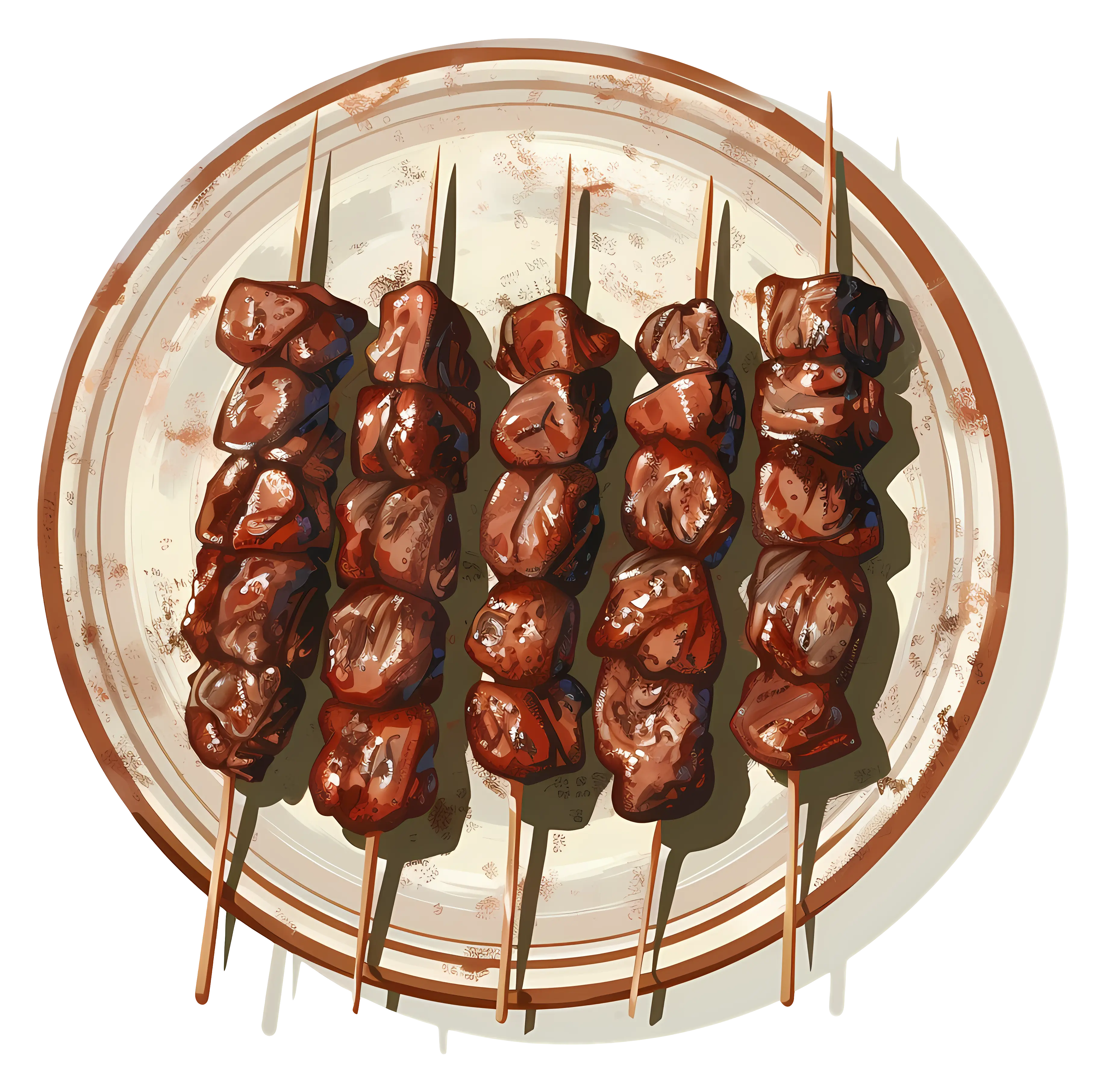 Grilled Meat Skewers on Plate