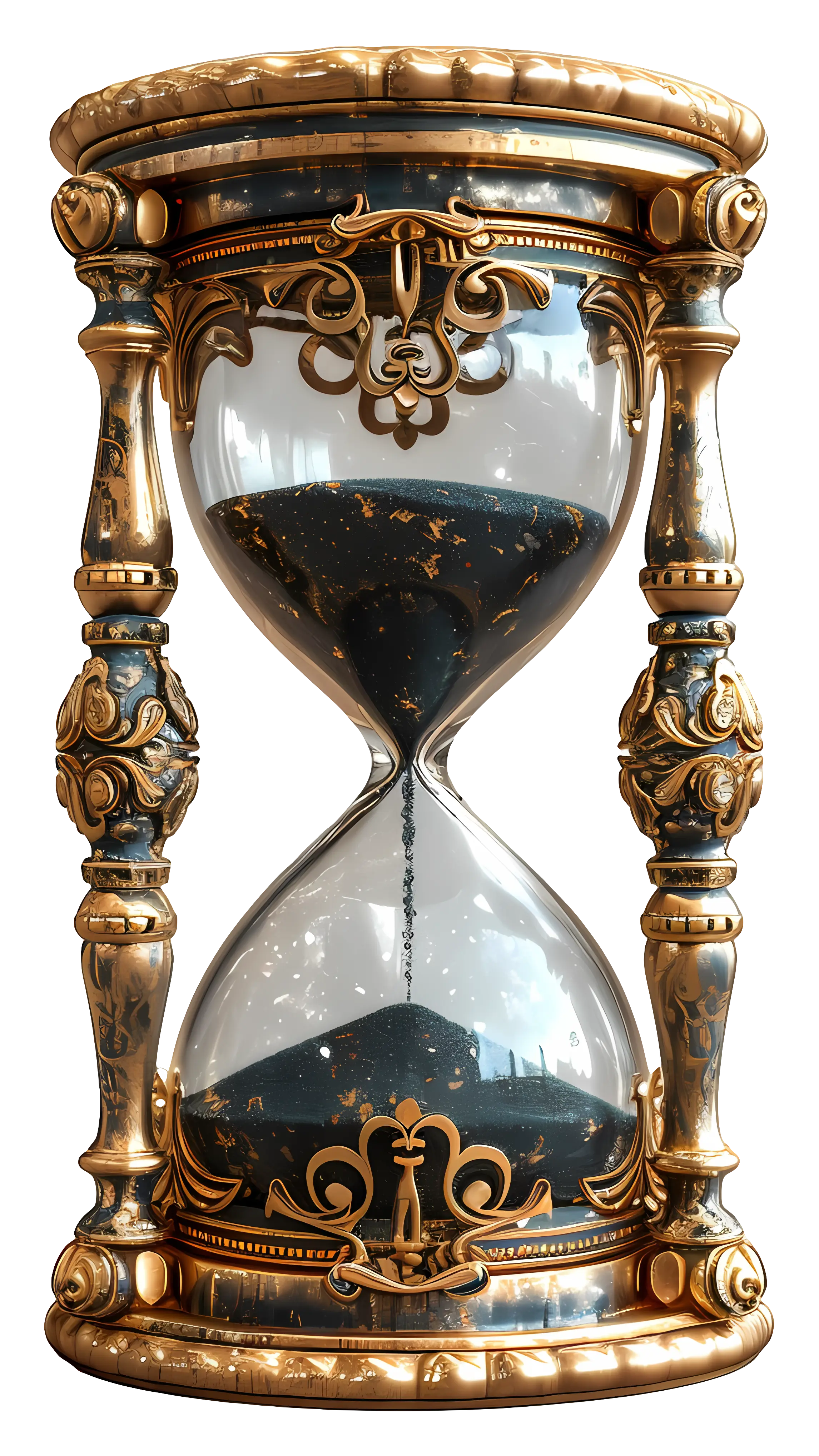 Ornate Hourglass with Decorative Gold Details