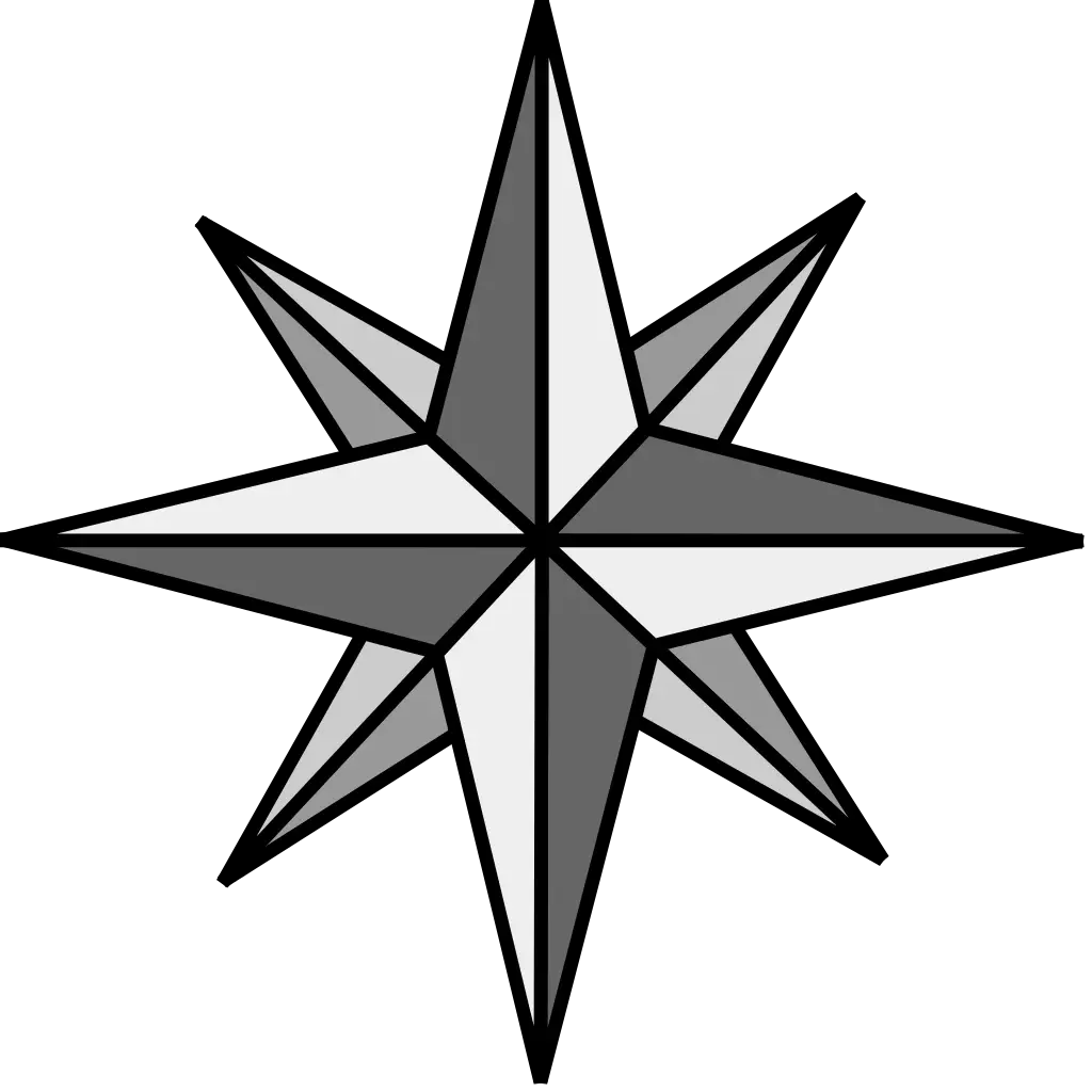Black and White Compass Rose Illustration