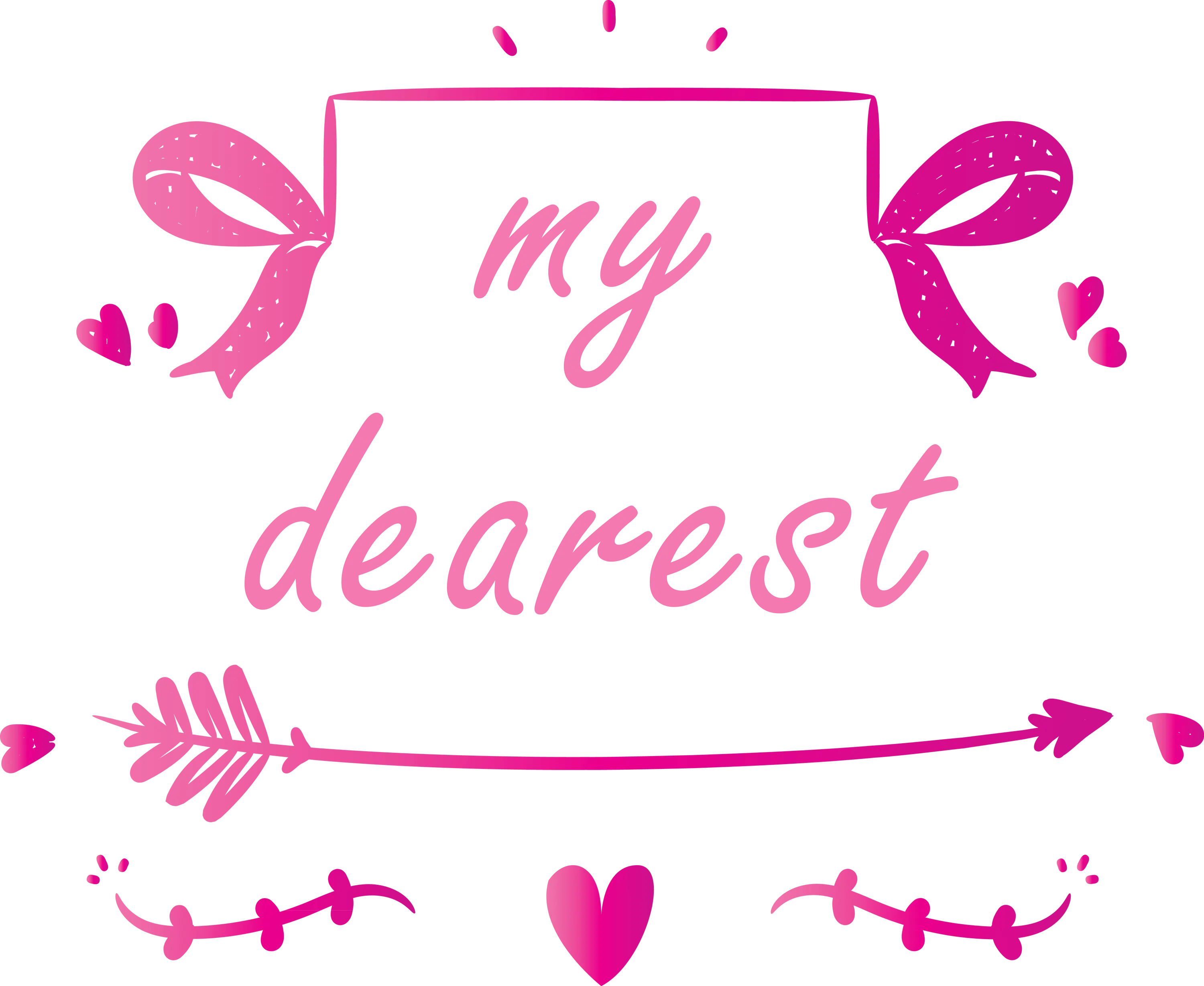 My Dearest Text with Hearts and Arrows
