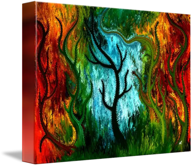 Abstract Tree Painting with Vivid Colors