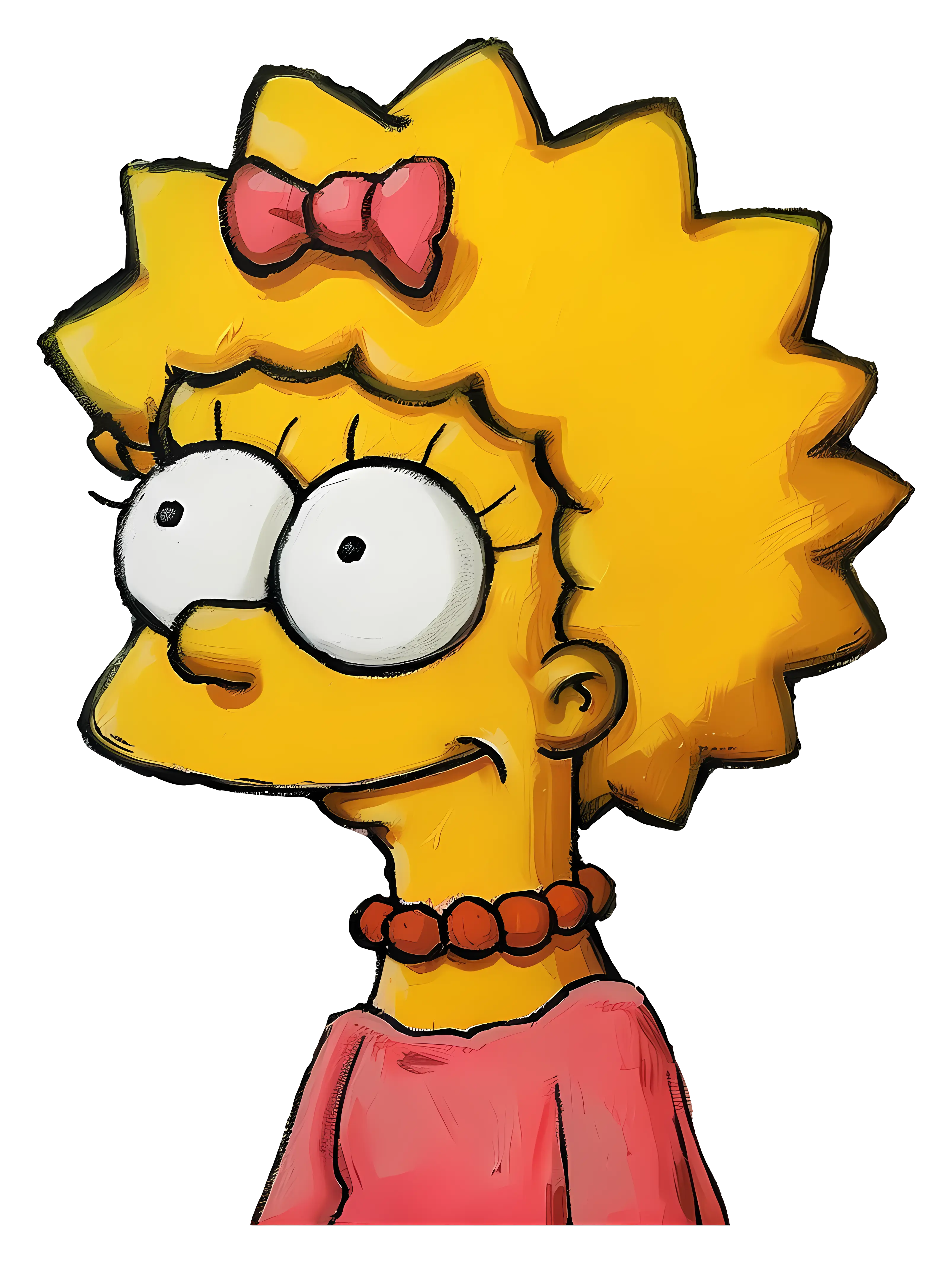Cartoon Girl with Spiky Hair and Bow