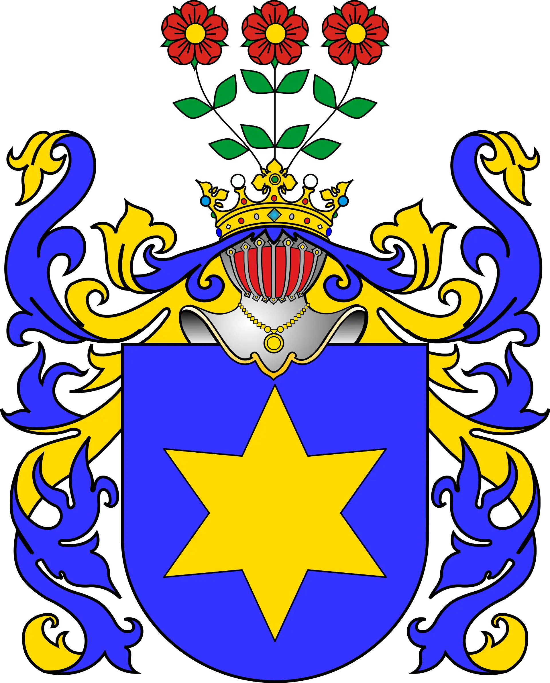 Blue and Yellow Coat of Arms with Star