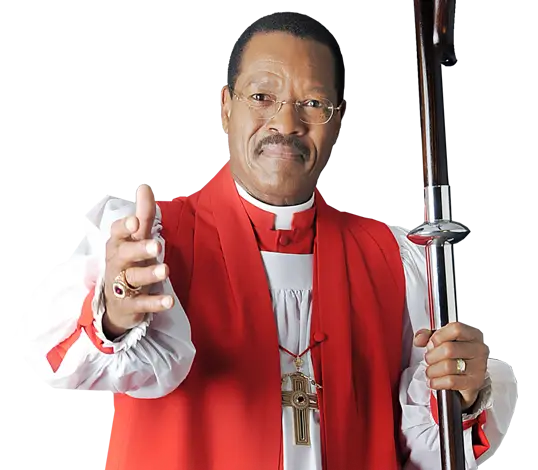 Man in Red Robe Holding Staff