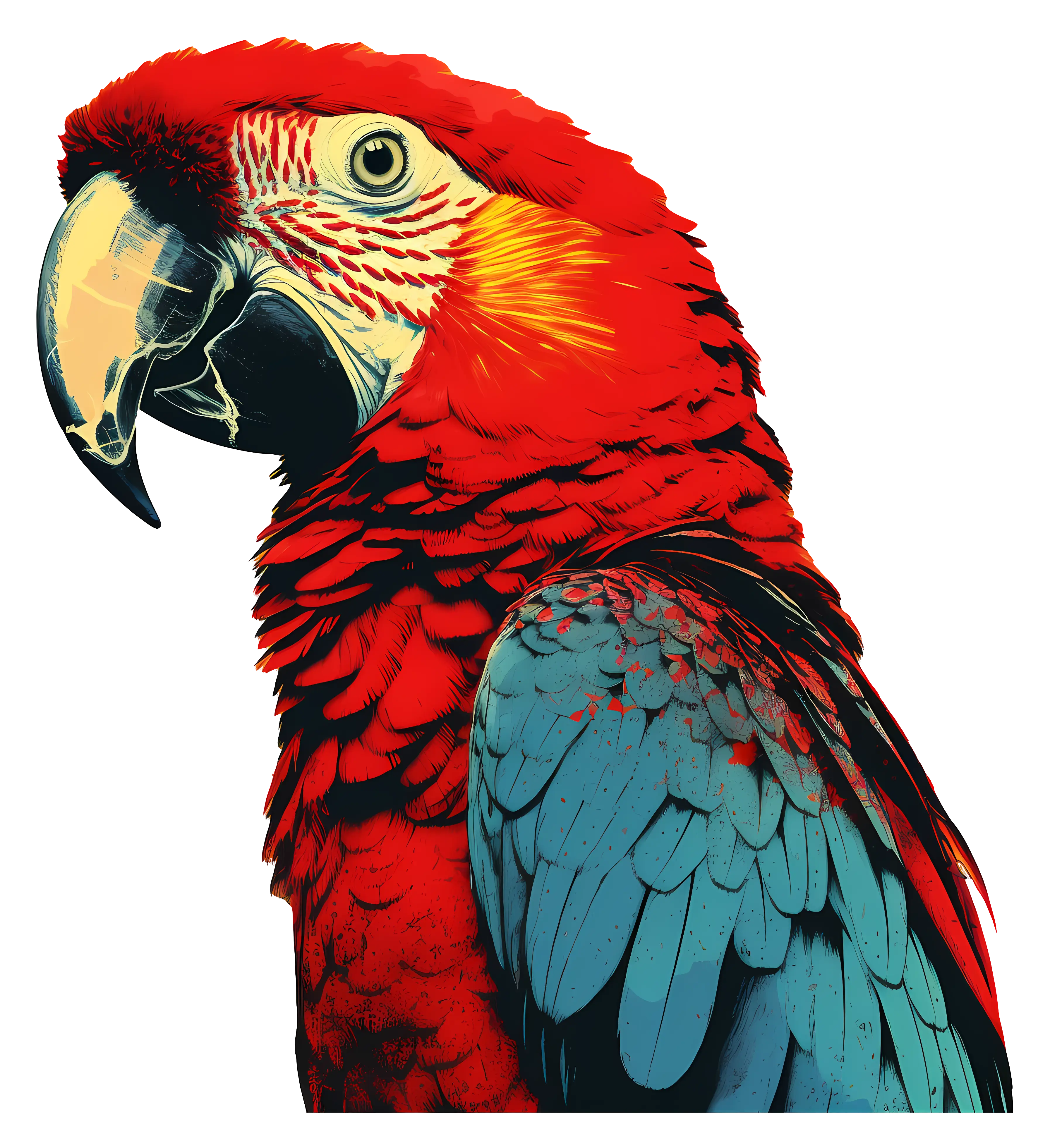 Vibrantly Colored Parrot Illustration