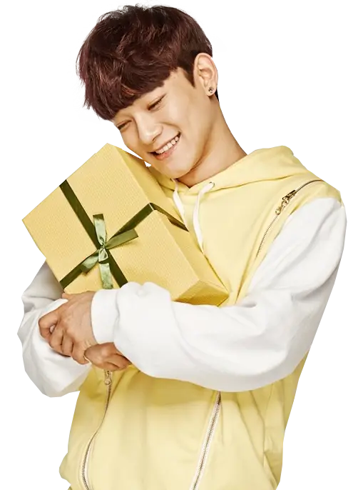 Person Holding a Gift Box with a Smile