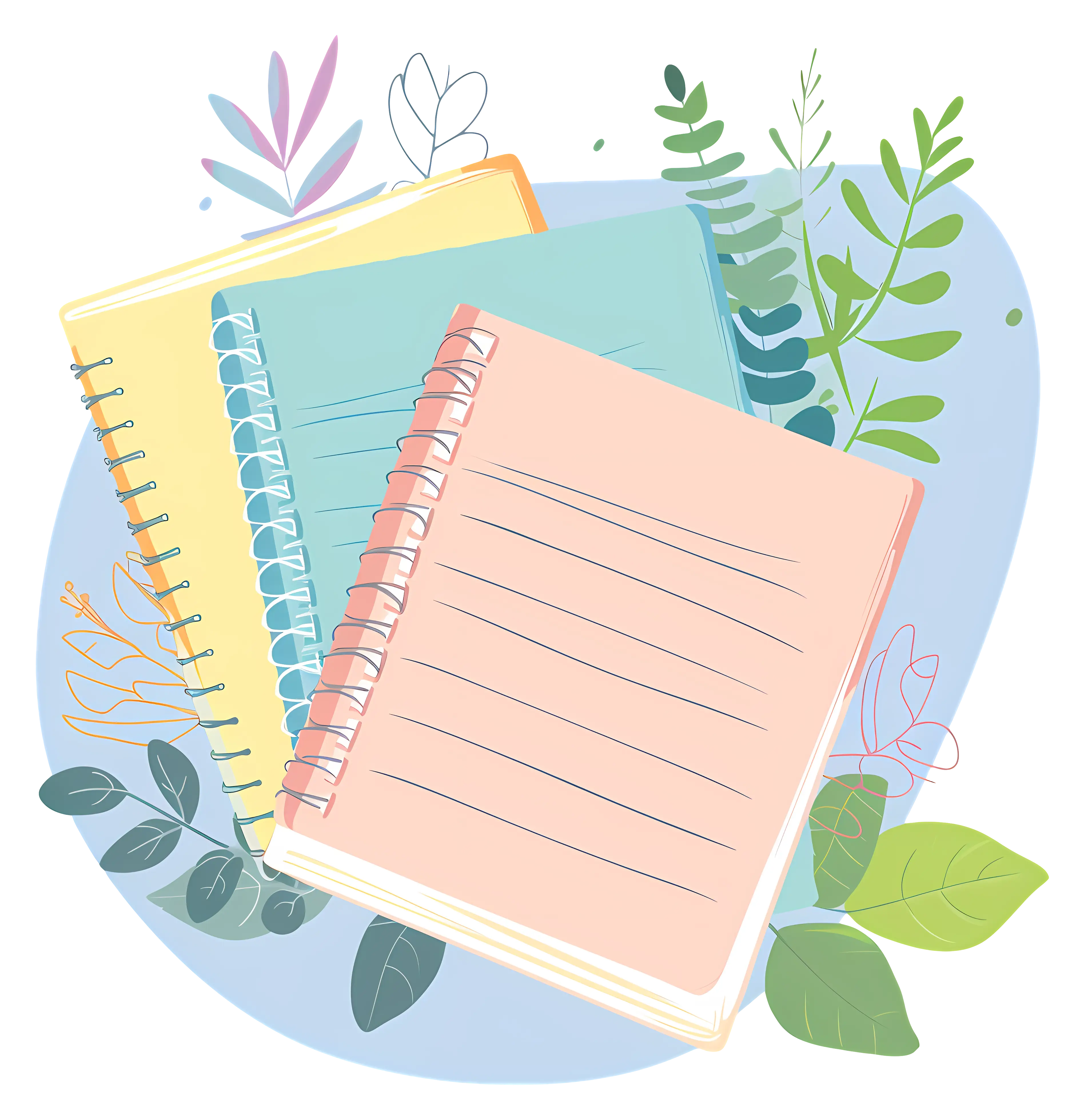 Colorful Notebooks with Leaves
