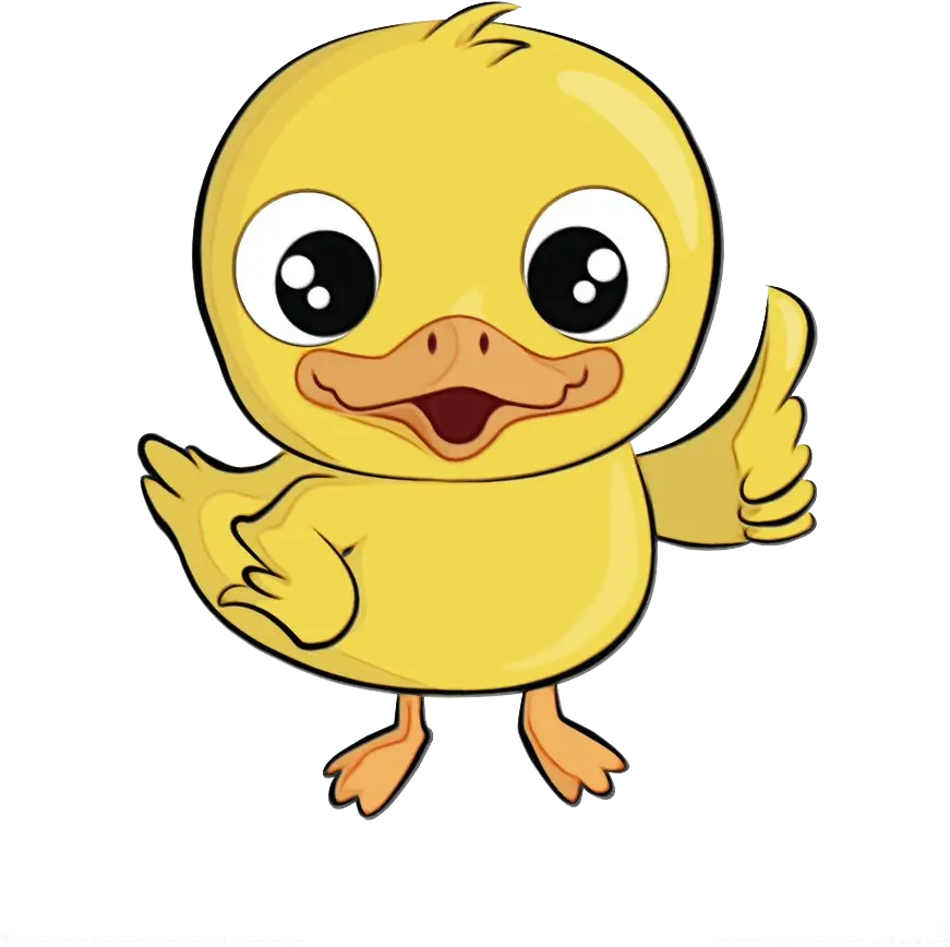 Cute Yellow Cartoon Duck Giving Thumbs Up
