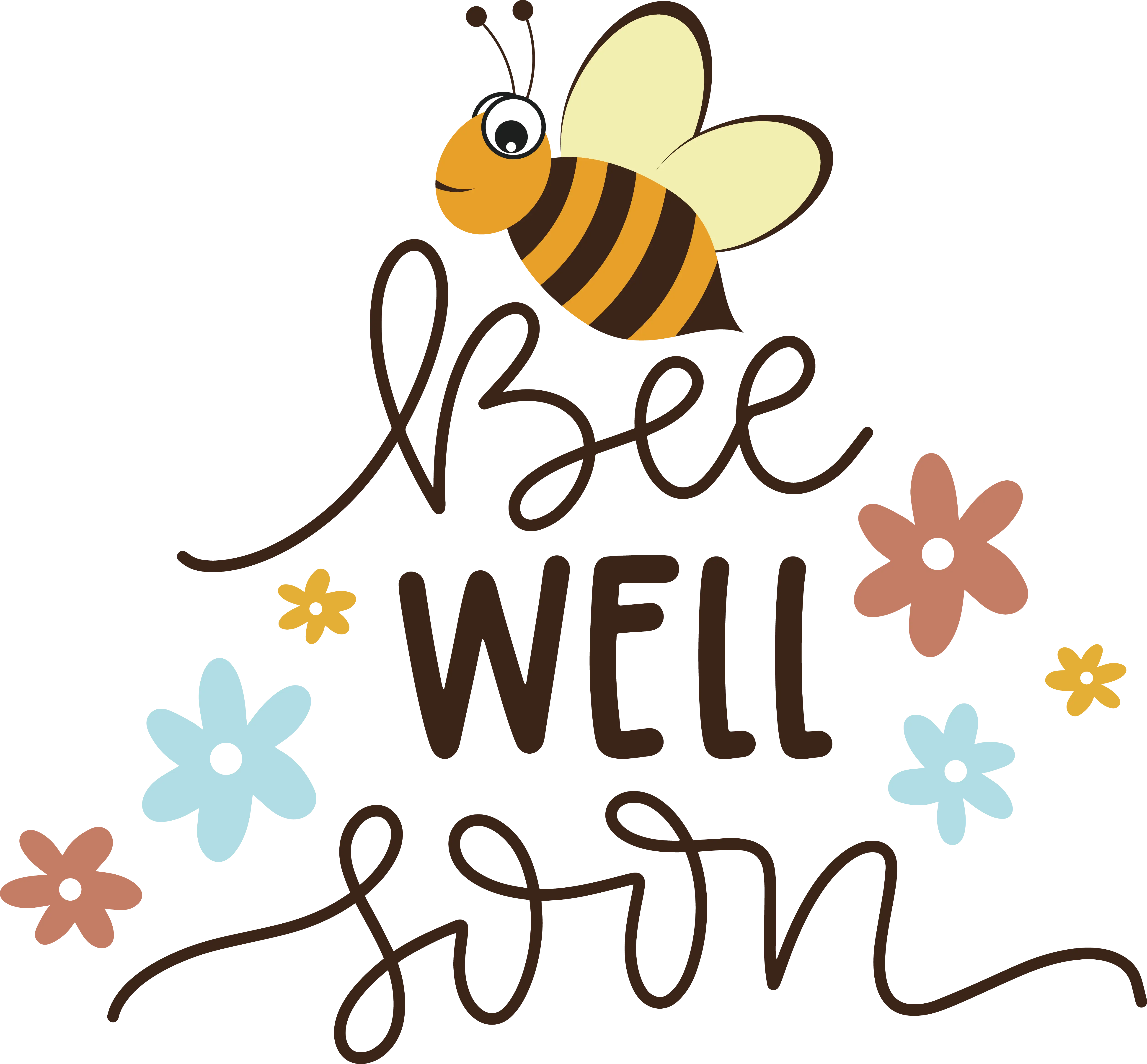 Bee Well Soon Card with Cheerful Bee and Handwritten Text