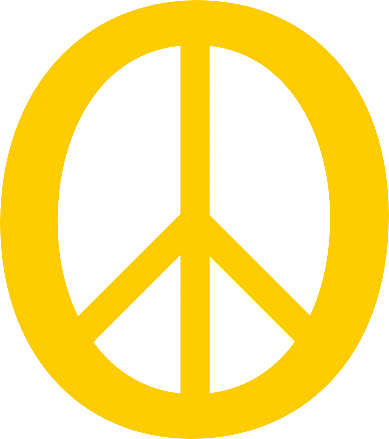 Bright Yellow Peace Symbol Artwork