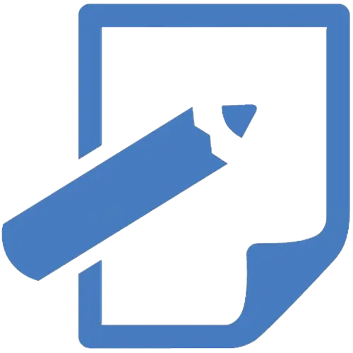 Blue Pencil and Paper Writing Icon