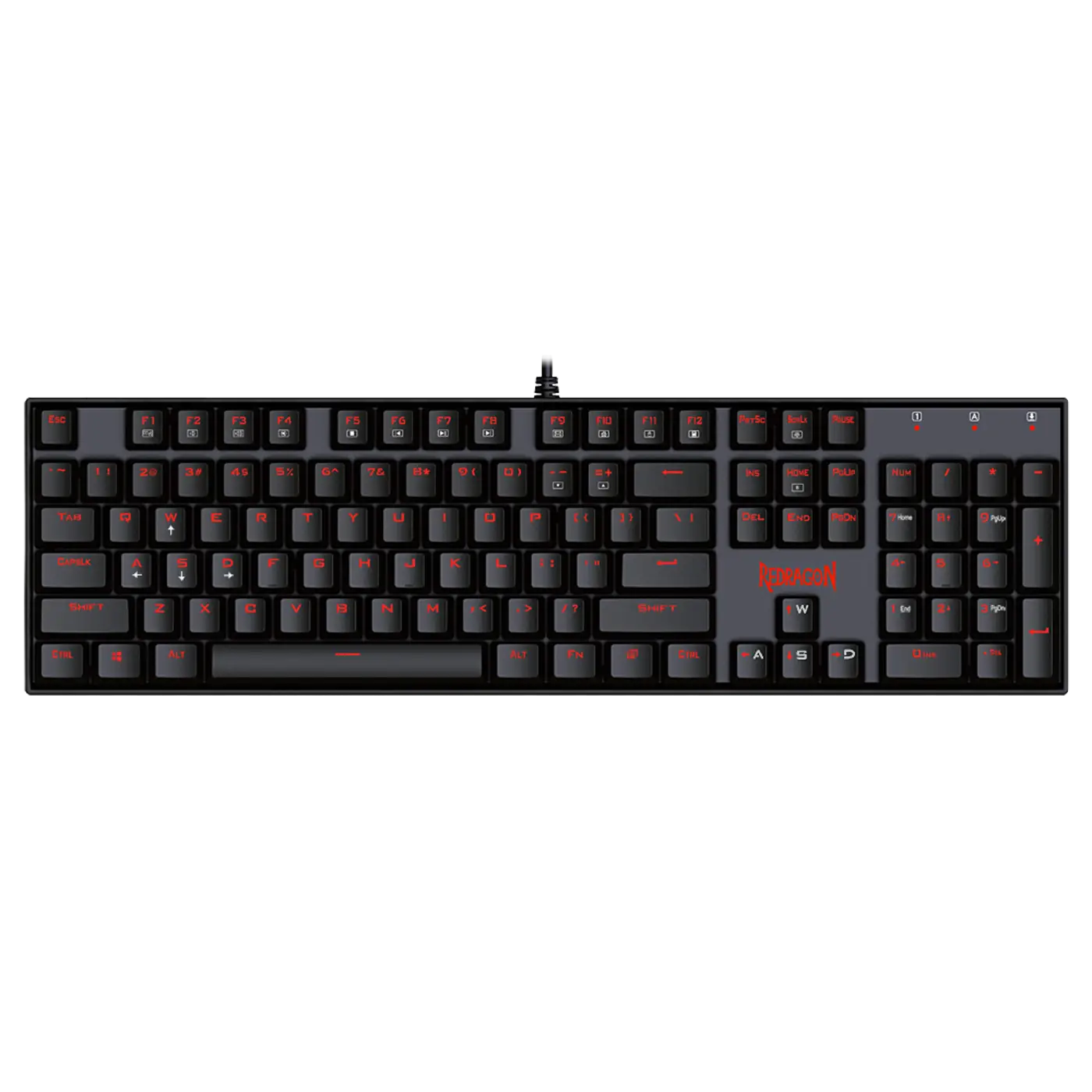 Black Computer Keyboard with Red Accent Keys