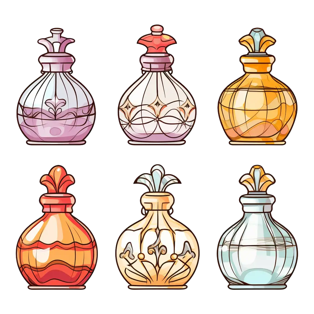Colorful Decorative Perfume Bottles Illustration