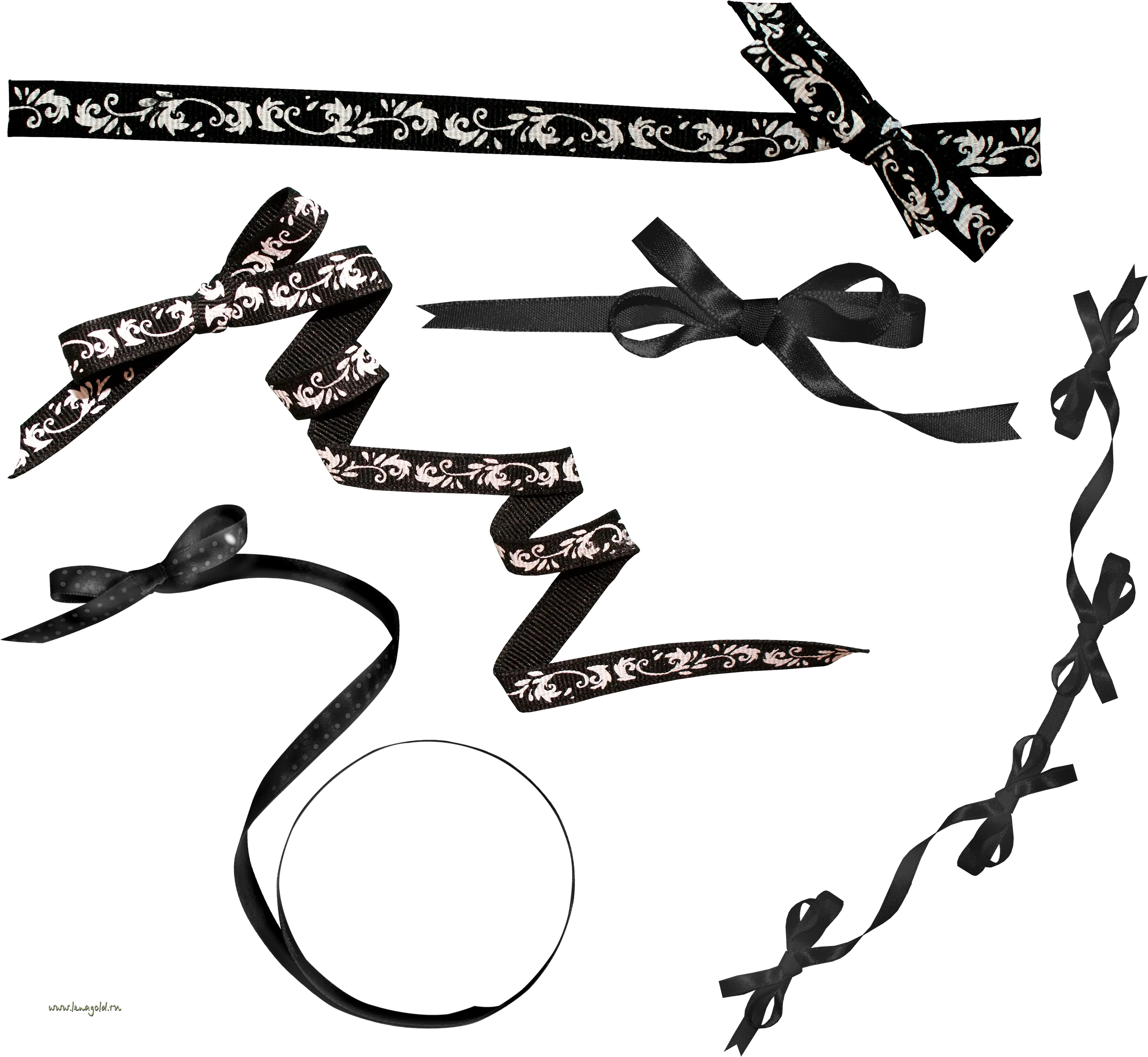 Various Black Ribbons with Patterns