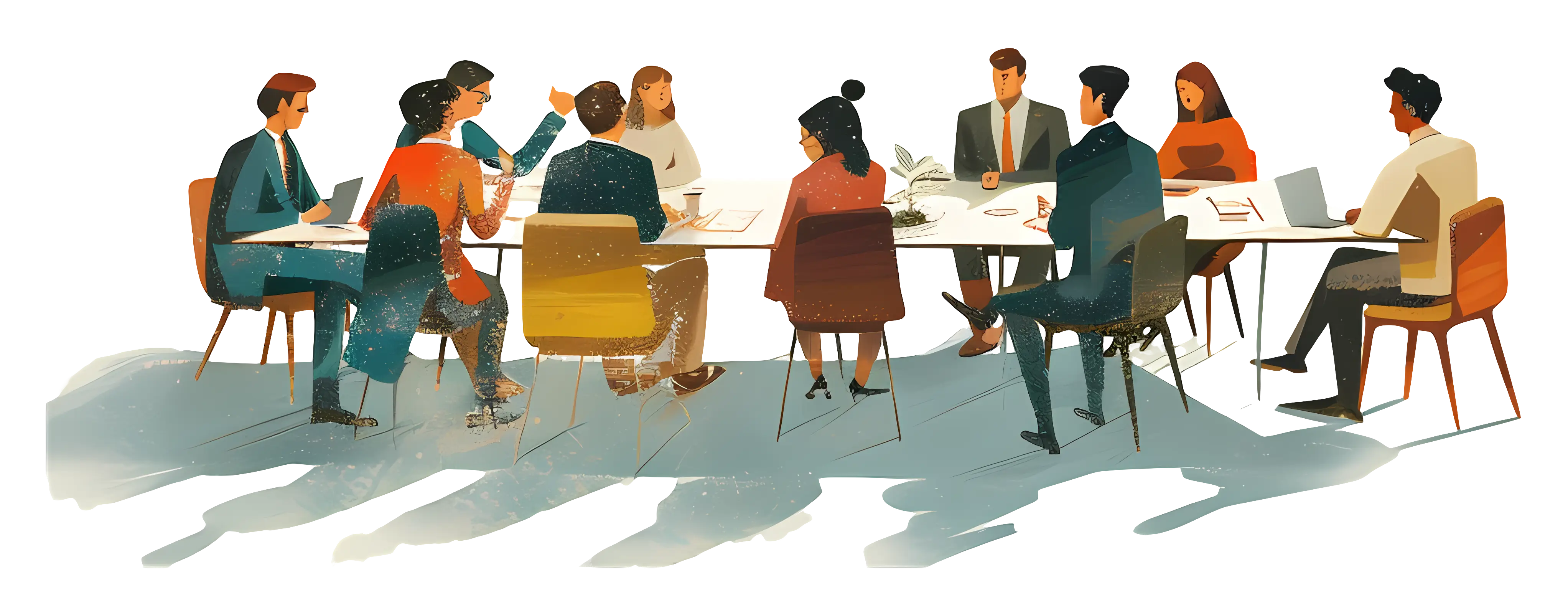 Group of Professionals Discussing Around Office Table