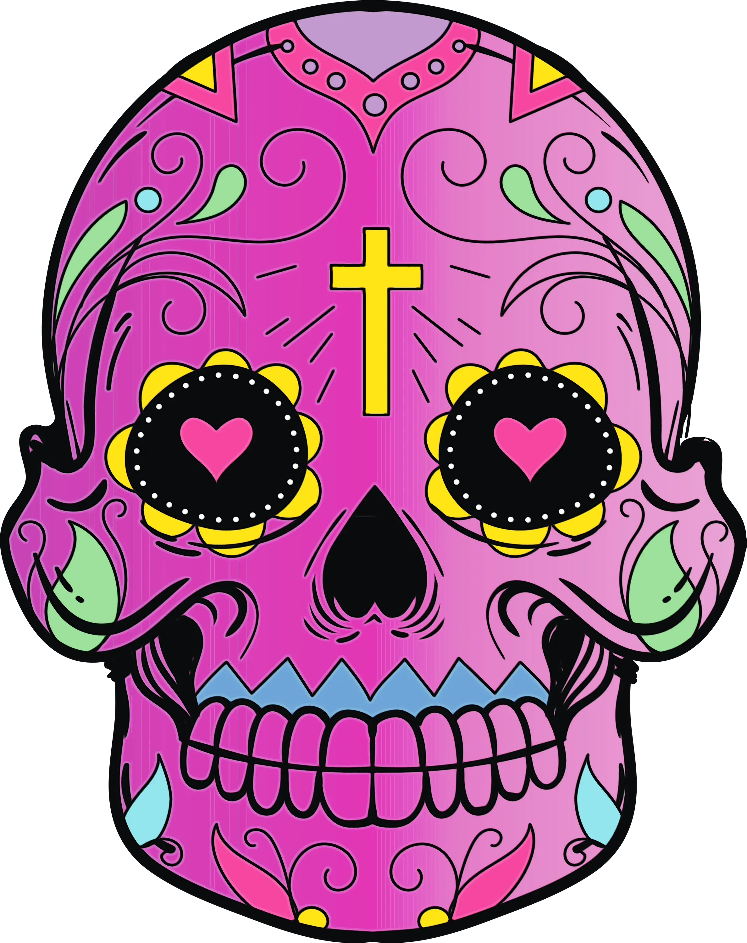 Colorful Sugar Skull Illustration for Day of the Dead