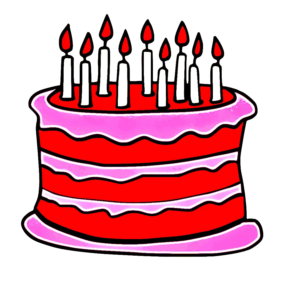 Red Birthday Cake with Candles Illustration