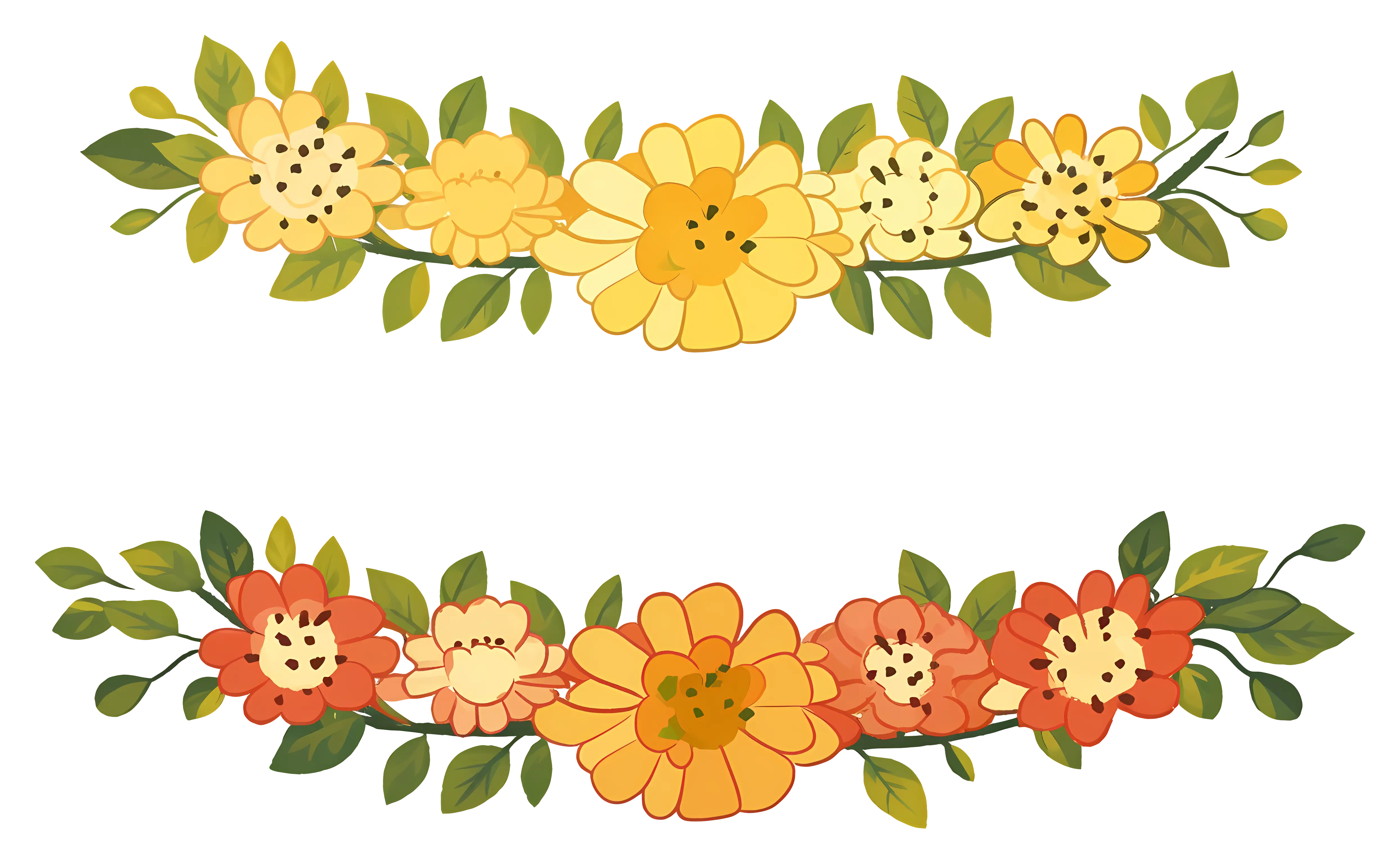 Floral Garlands with Vibrant Yellow and Orange Flowers