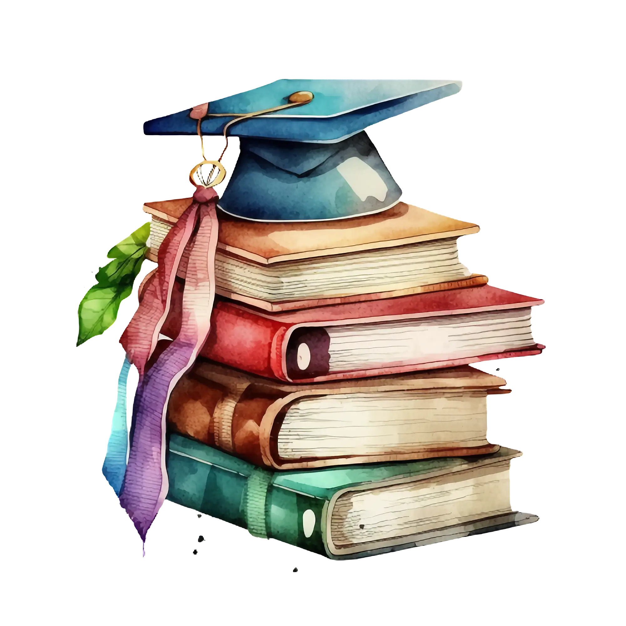 Graduation Cap on Stack of Books Artwork