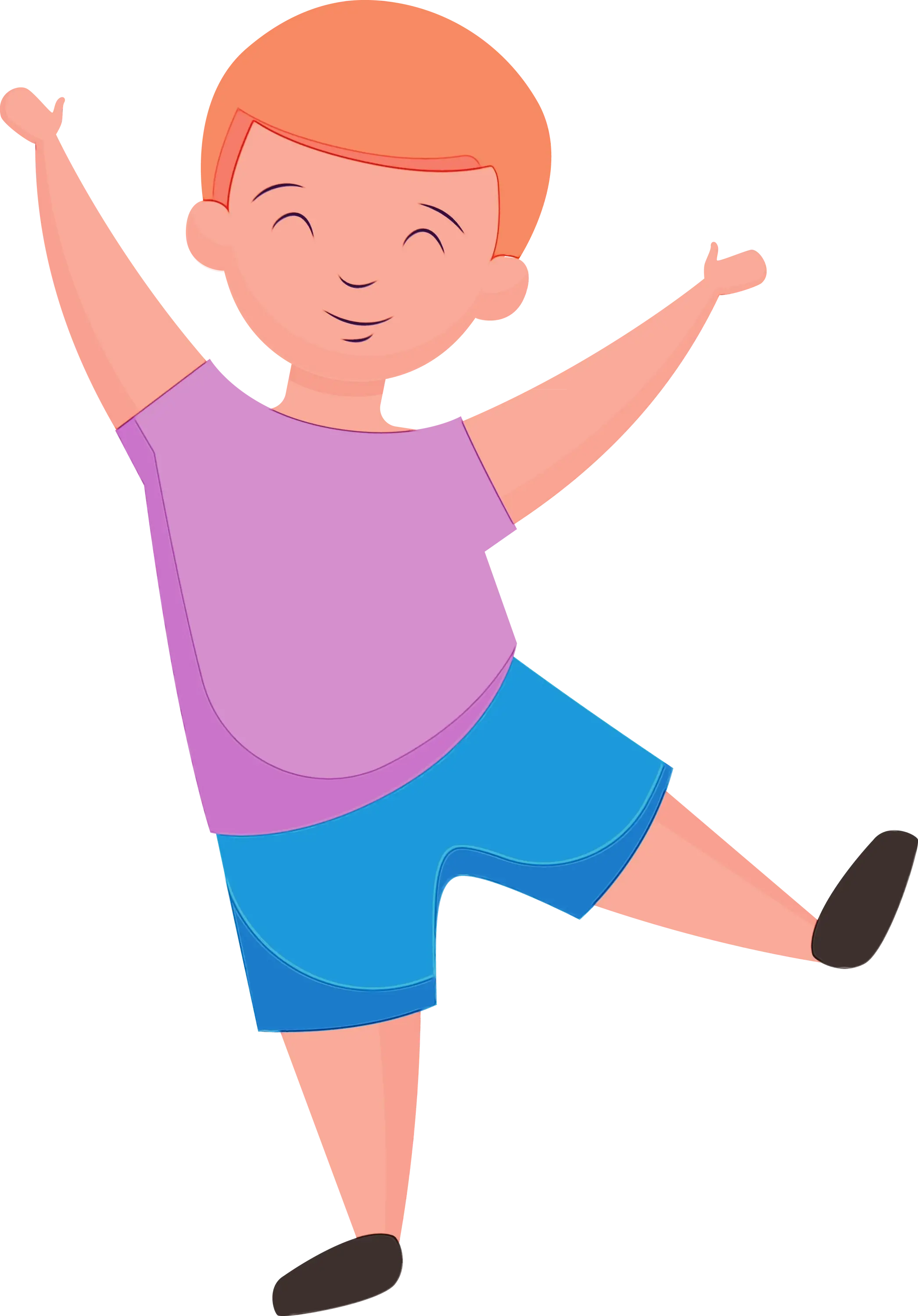 Happy Cartoon Child in Playful Pose