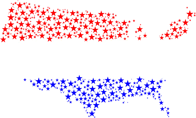 USA Map Composed of Red and Blue Stars