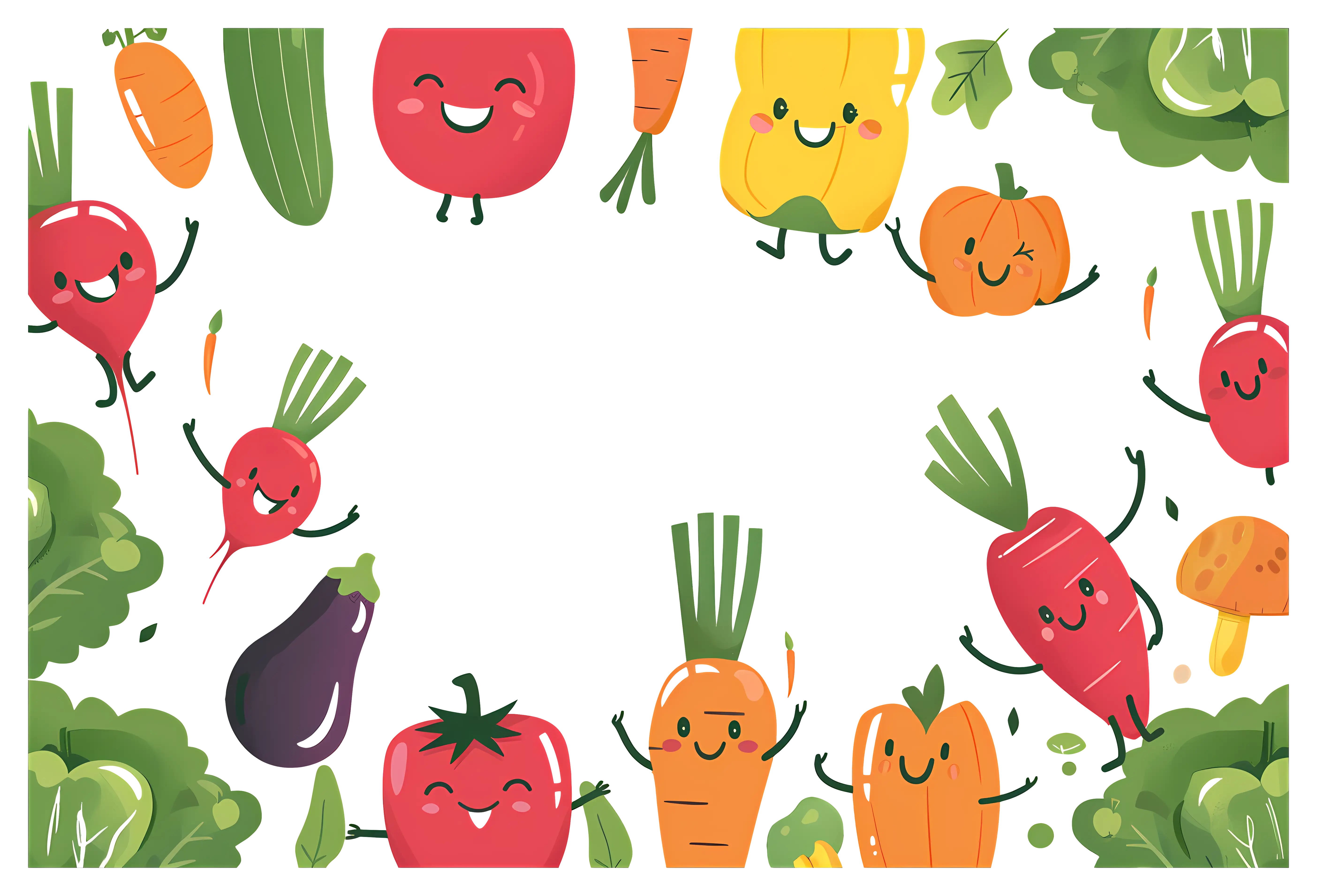 Happy Vegetable Cartoon Frame