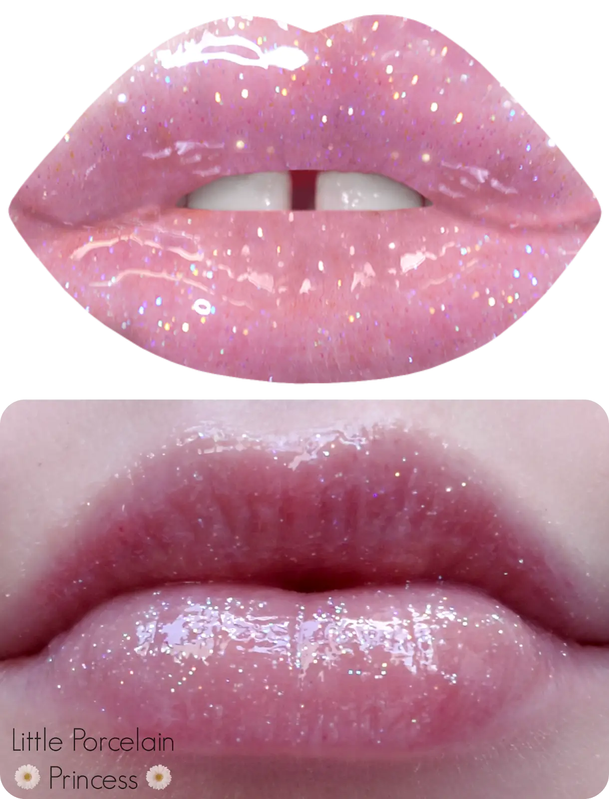 Glossy Pink Glitter Lips