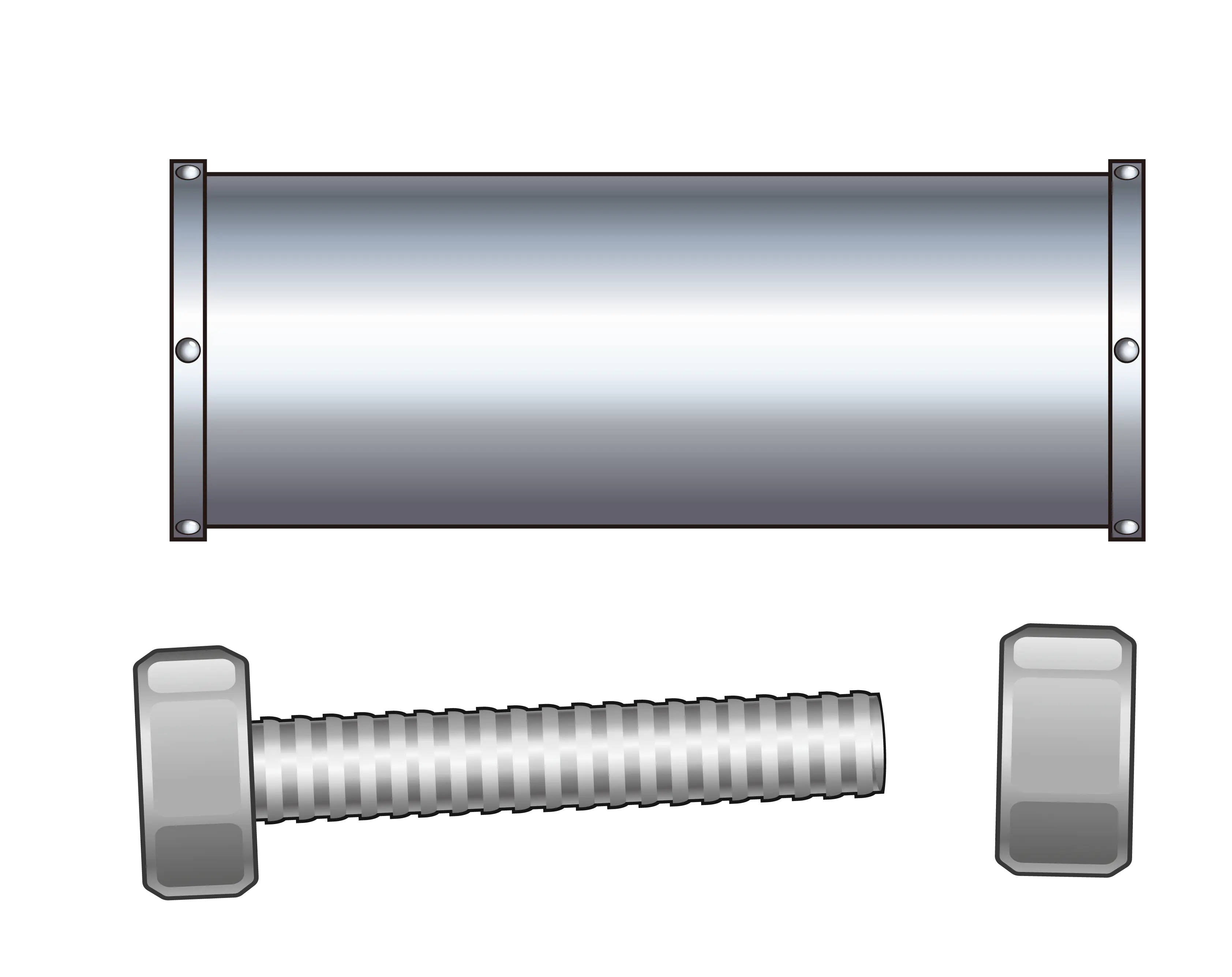 Metal Bolts and Cylinder