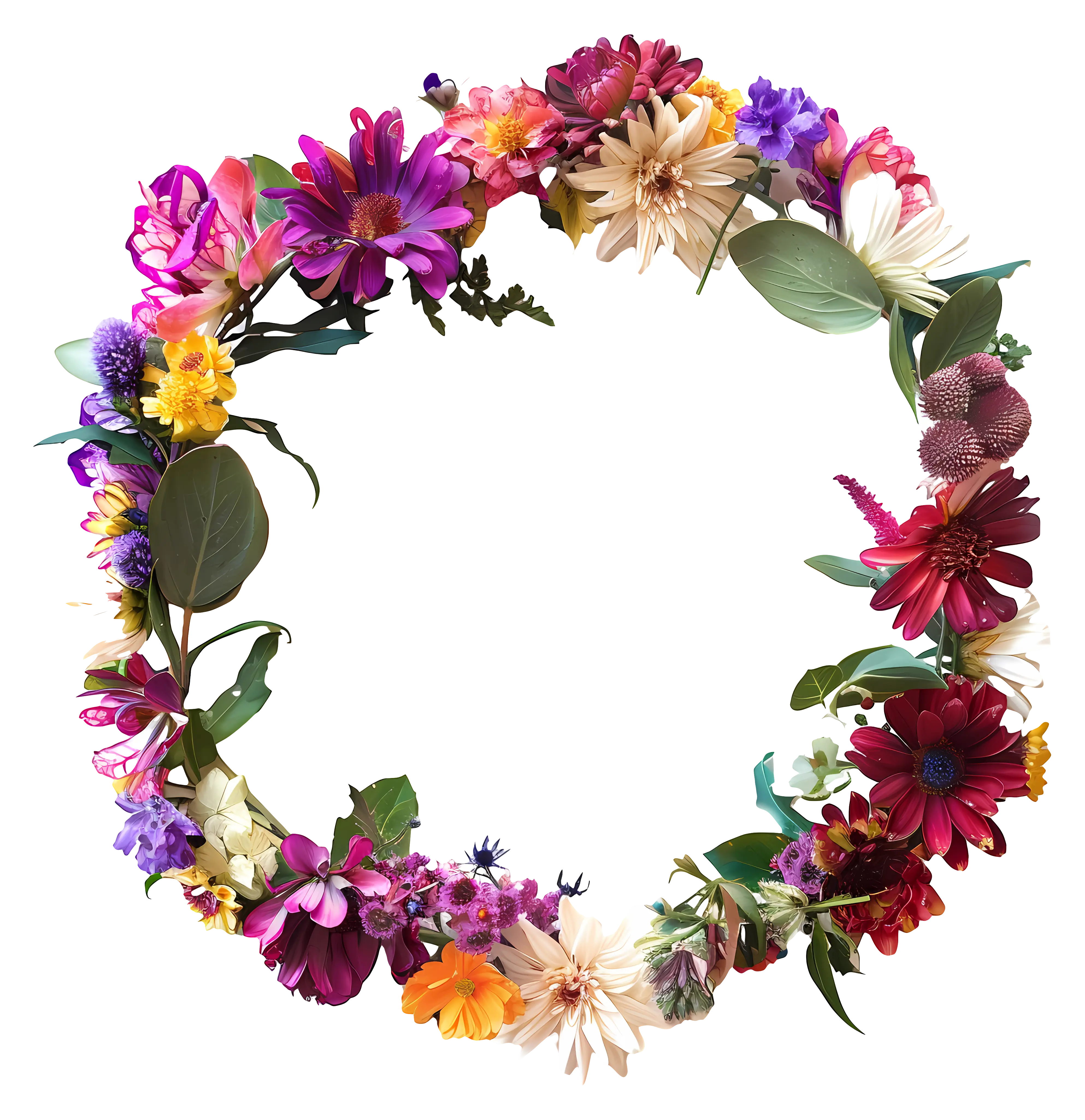 Vibrant Wreath Made of Bright Flowers